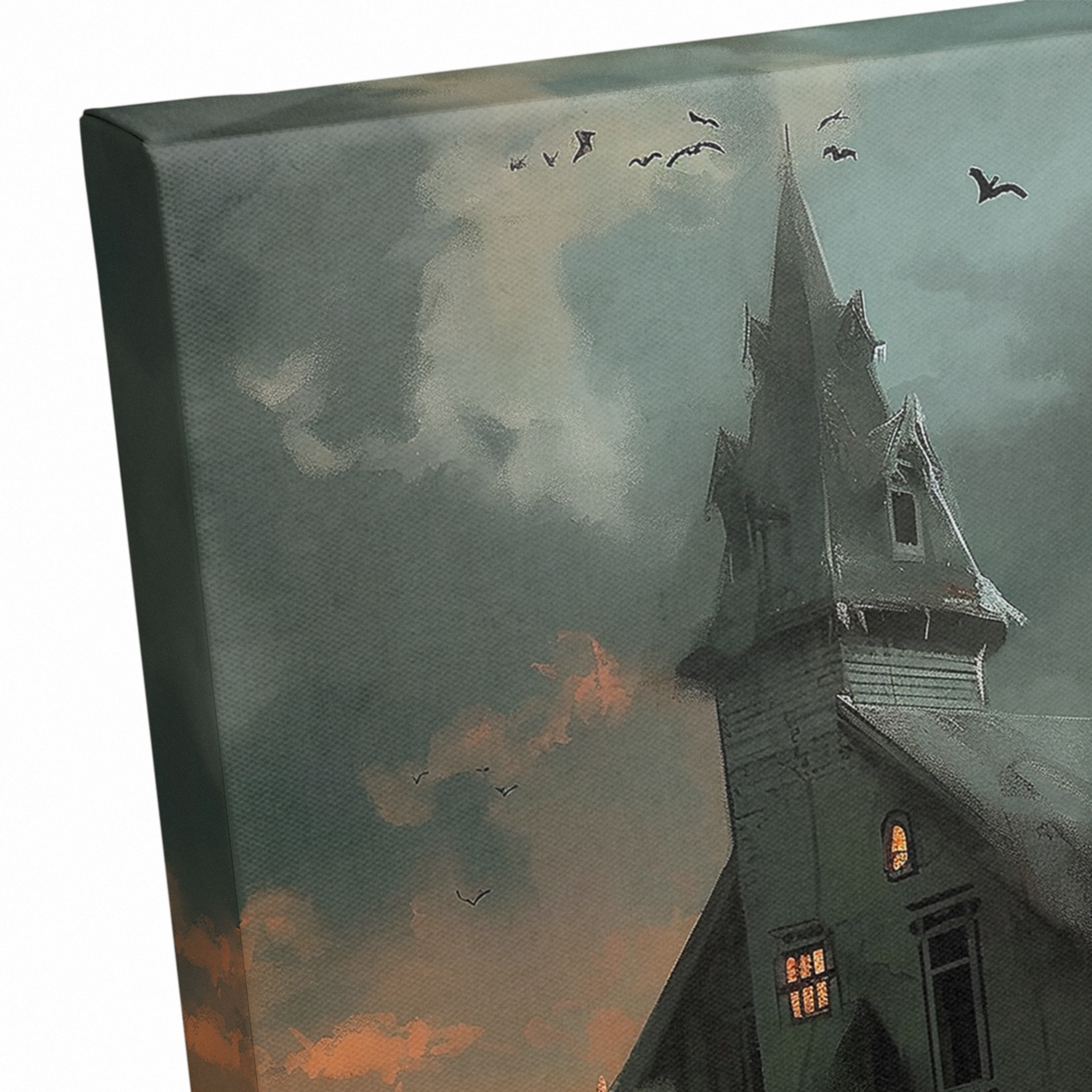 Haunted Lakeside Mansion 16&#x22; x 16&#x22; Canvas Wall Art