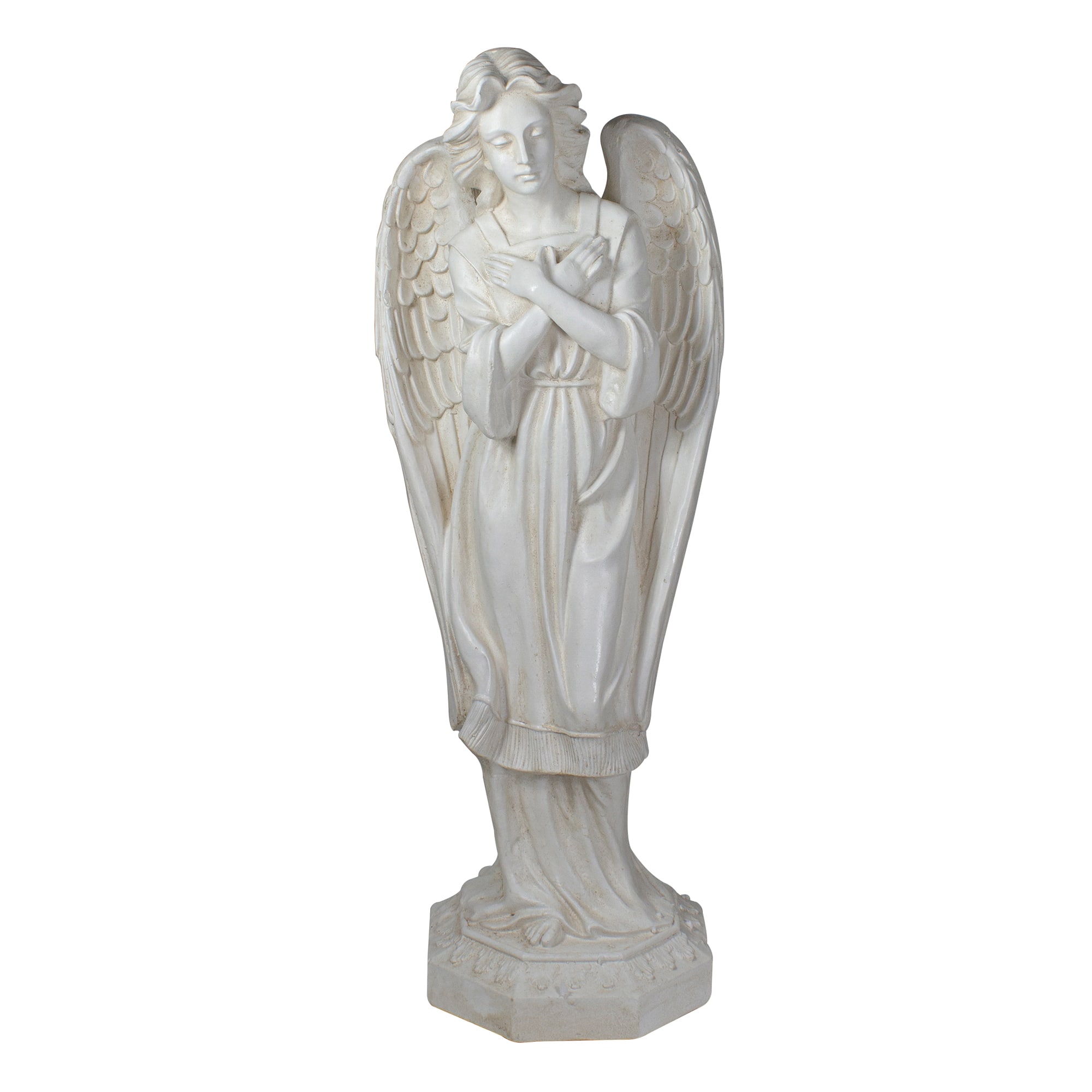30" Ivory Angel with Arms Folded Outdoor Garden Statue
