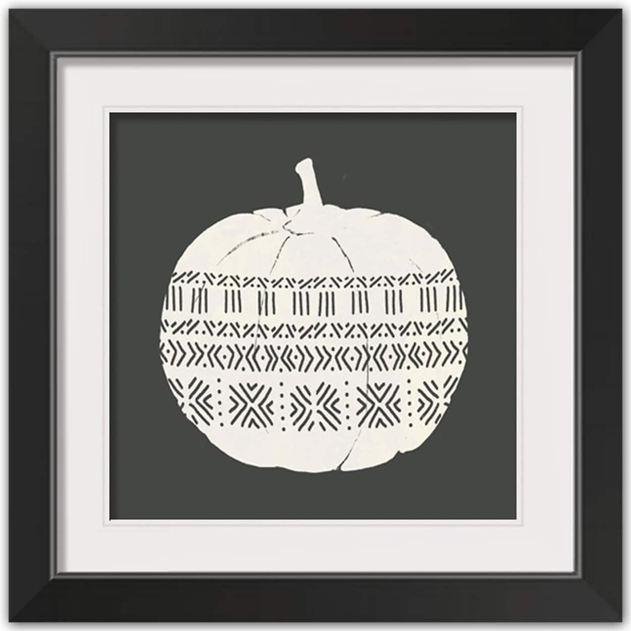 Patterned Pumpkin Halloween Print in Black Frame