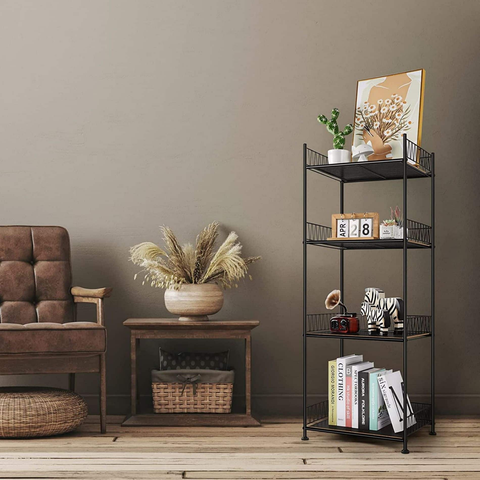 Black 4-Tier Bathroom Storage Rack