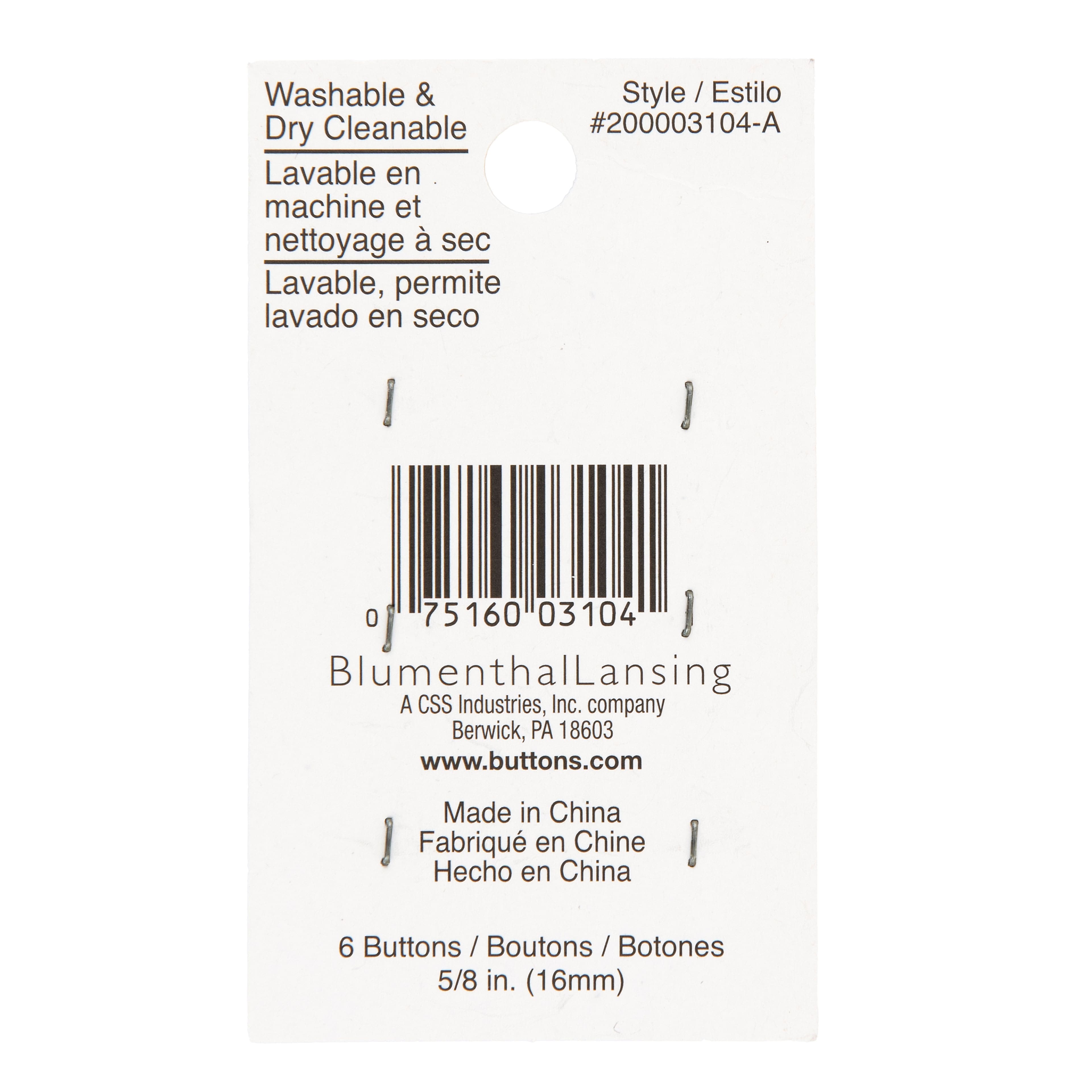 Boutons à 4 trous beiges à rayures de 15,8 cm LaMode, 6 unités