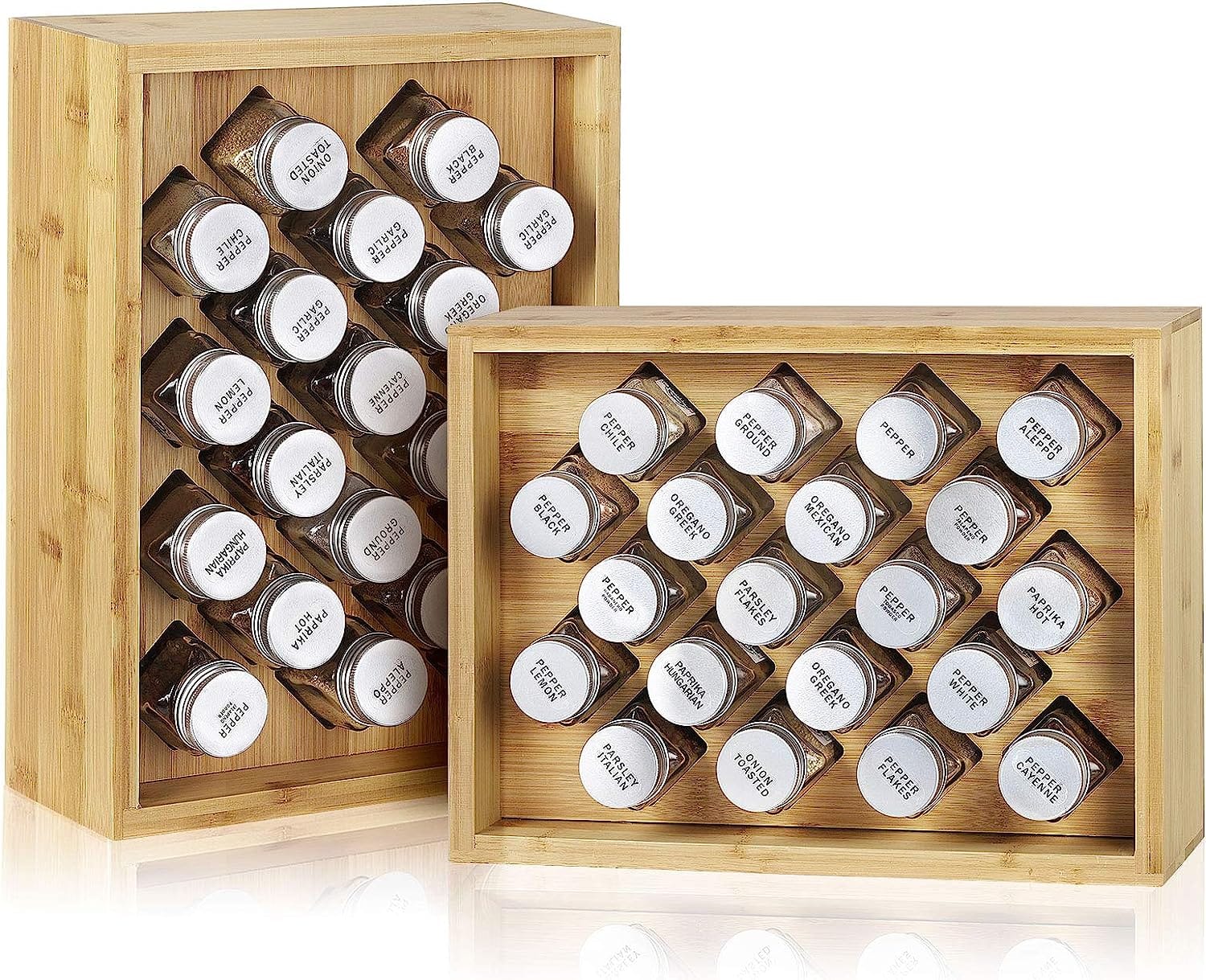 Freestanding Countertop Spice Shelf Holder with 20 Glass Jars