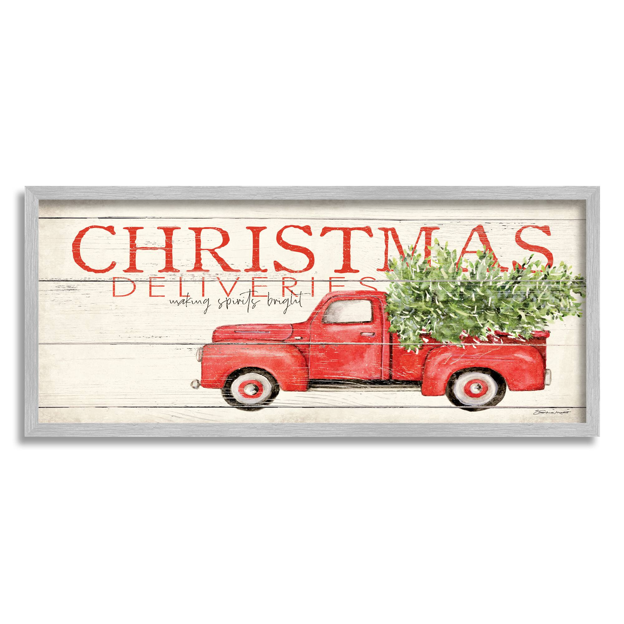 Stupell Industries Christmas Deliveries Red Truck Framed Giclee Art