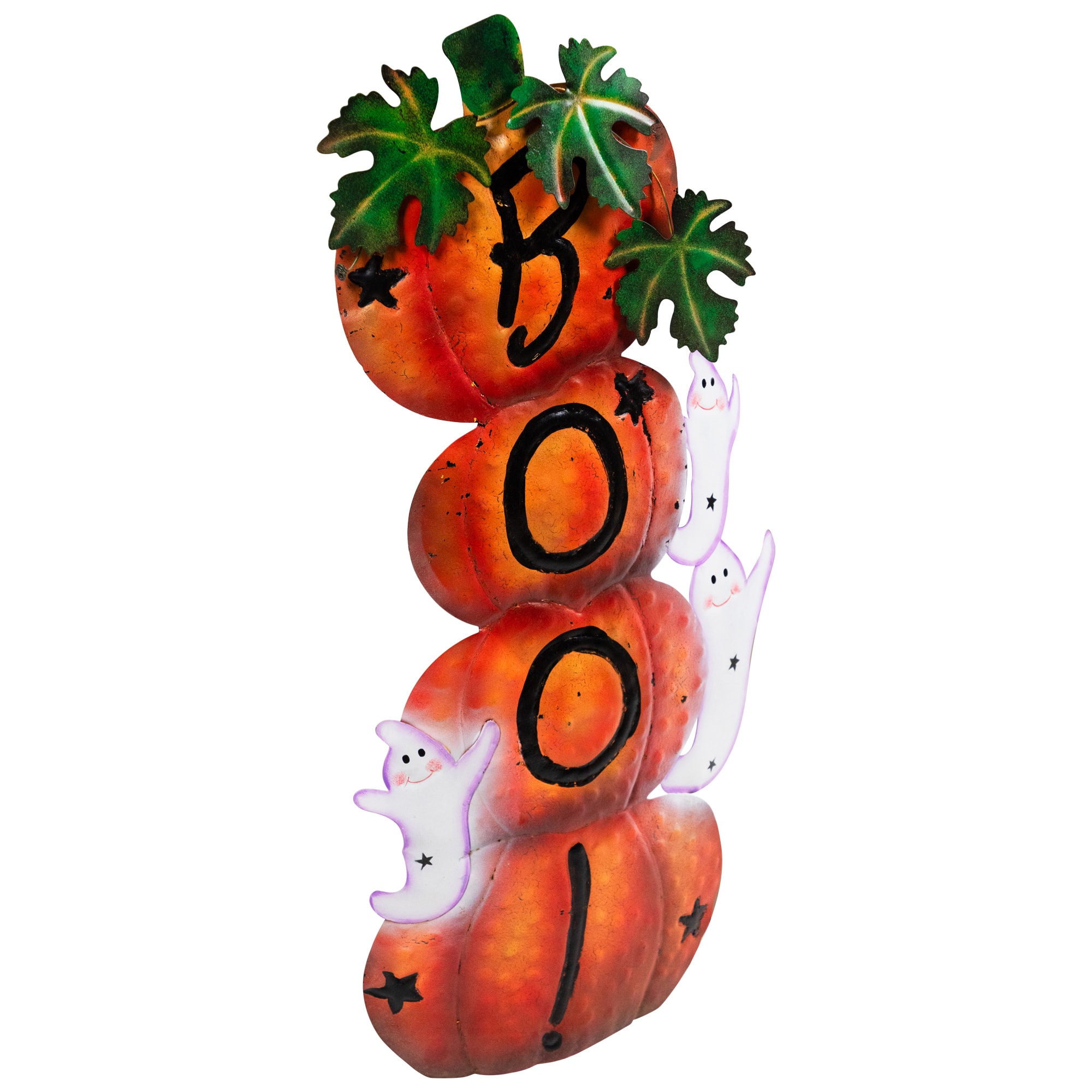 33&#x22; Orange &#x26; Black Stacked Pumpkins Outdoor Halloween Decoration