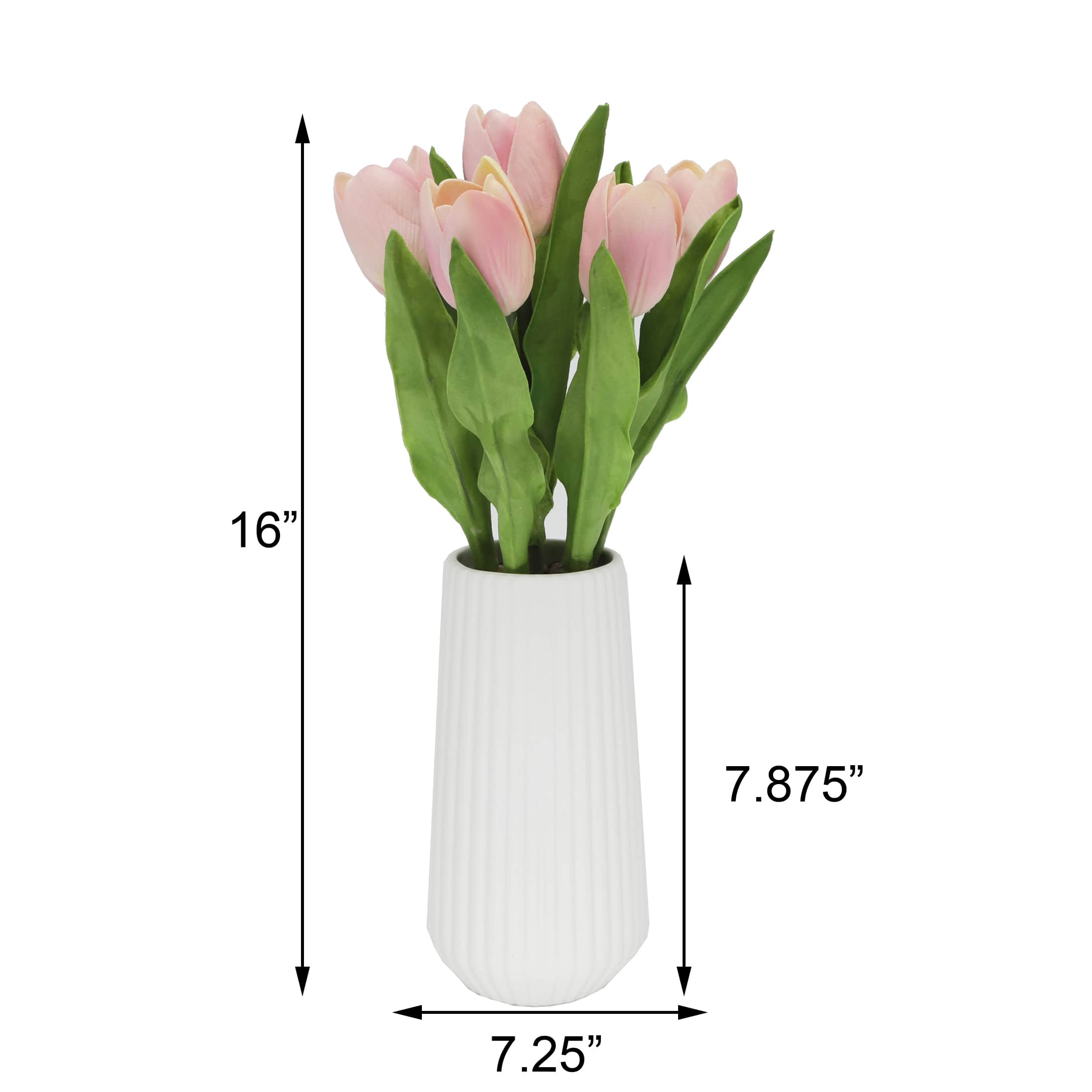 Flora Bunda® 8" Real-Touch Tulips In Ceramic Vase