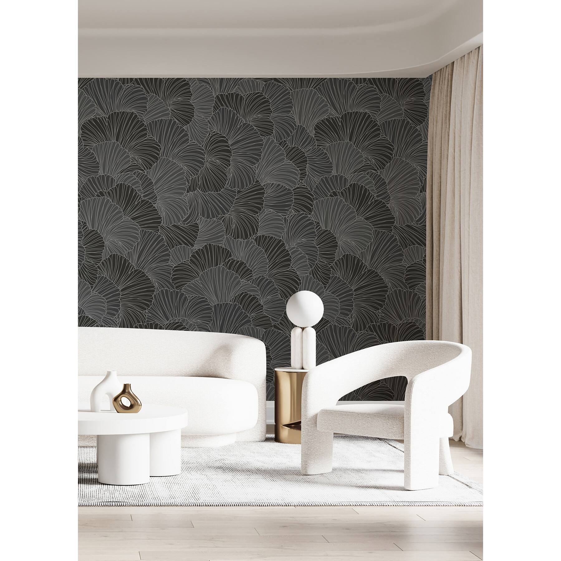 Katie Hunt Charcoal Gray Petals Wall Mural