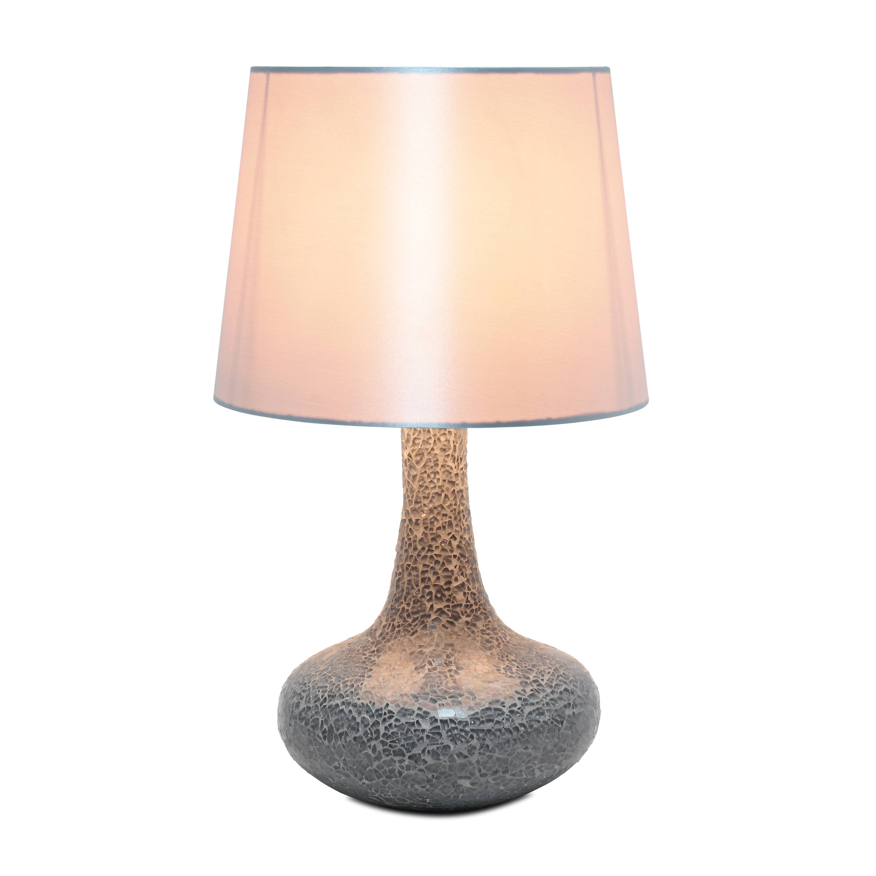 Simple Designs 14&#x22; Mosaic Glass Genie Table Lamp with Fabric Shade