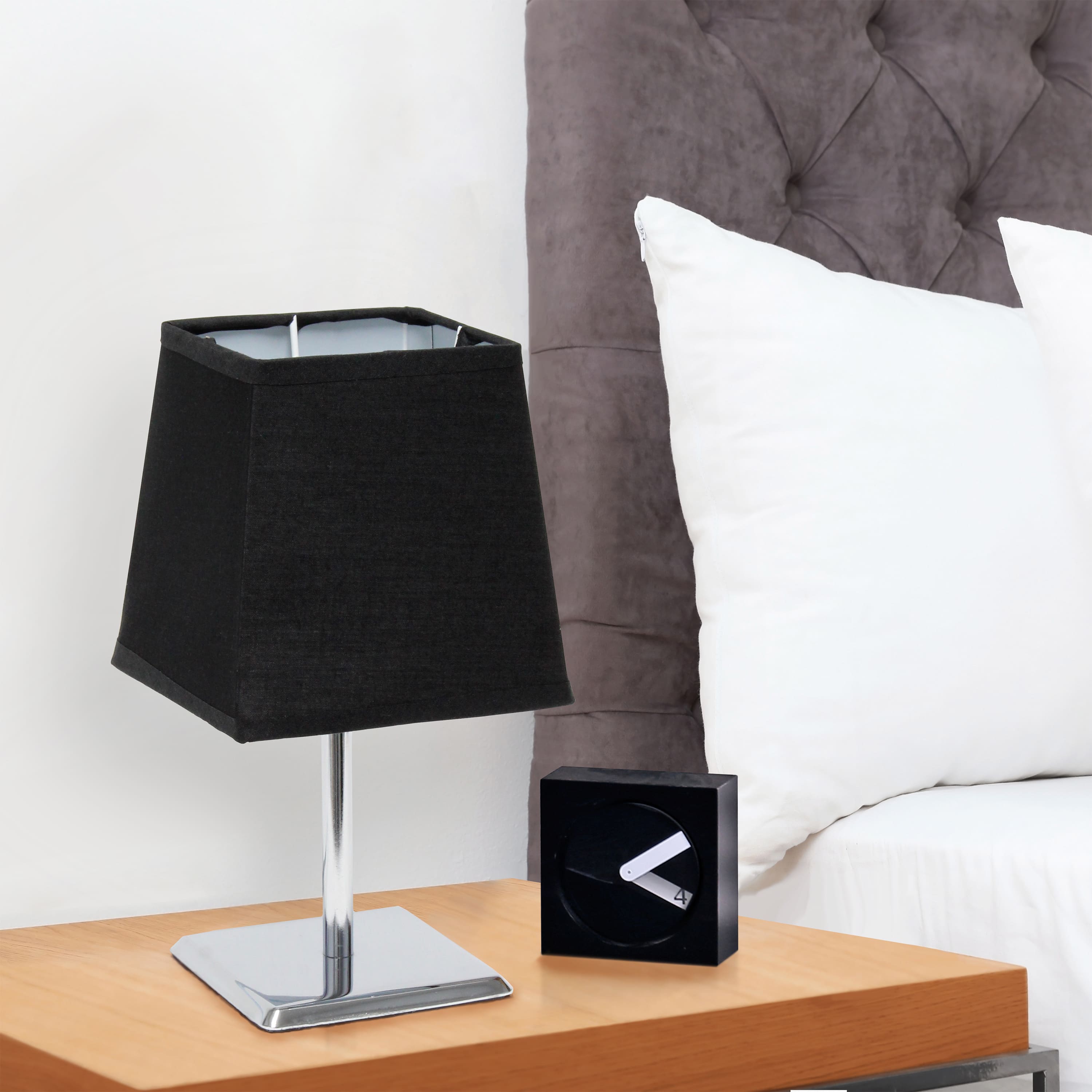Simple Designs&#x2122; 9.5&#x22; Mini Chrome Table Lamp with Squared Empire Shade