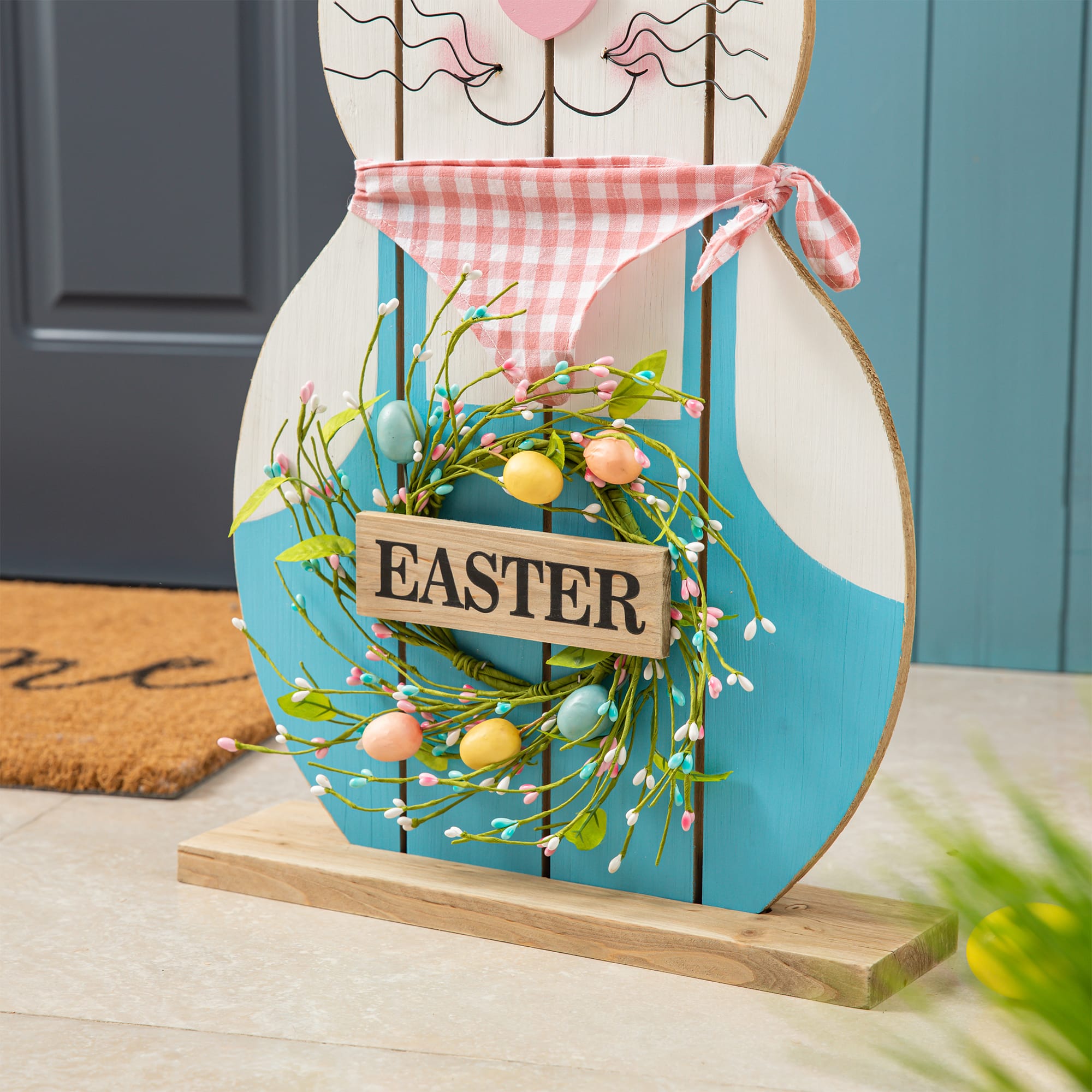 Glitzhome&#xAE; 30&#x22; Easter Wooden Bunny Porch D&#xE9;cor