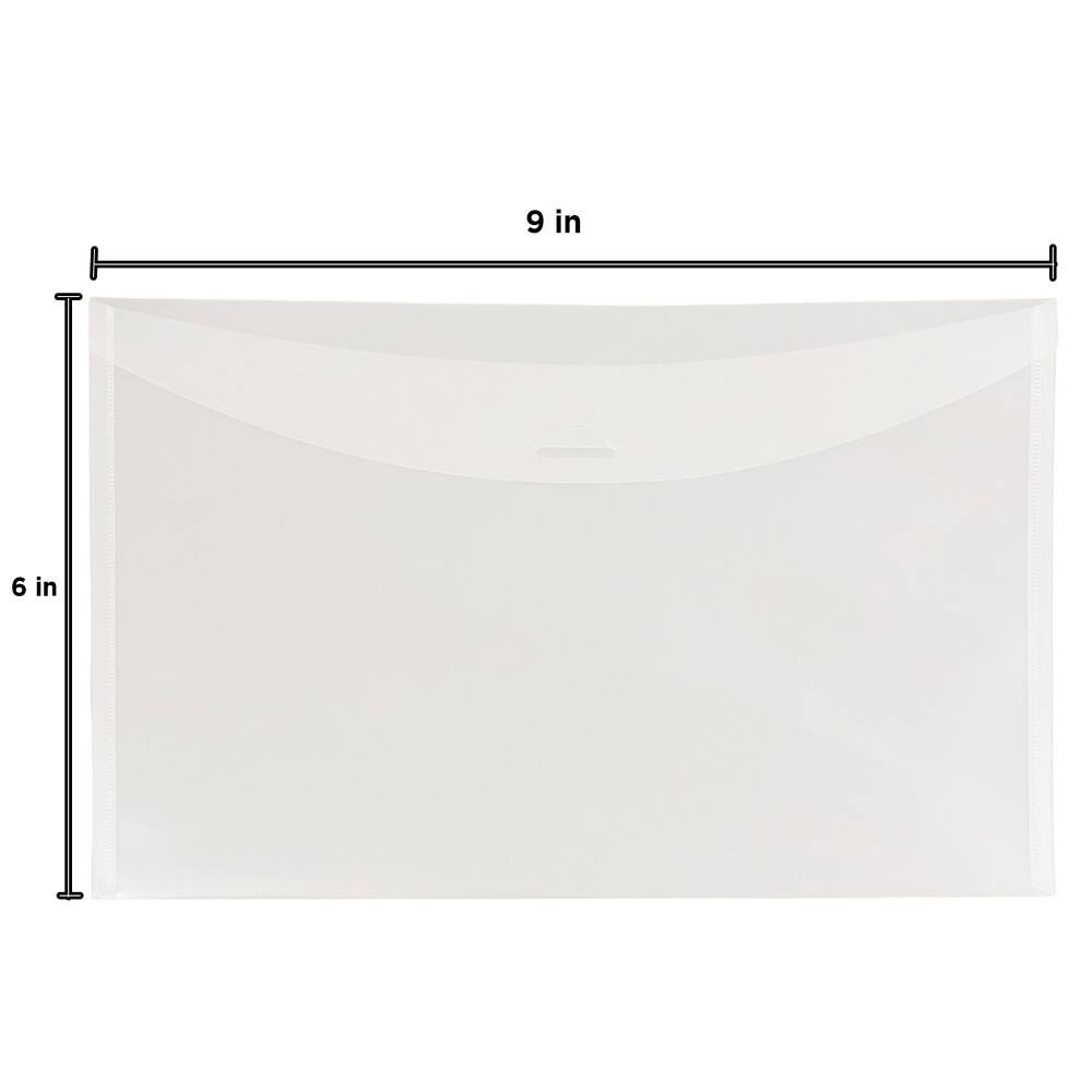 JAM Paper 6" x 9" Clear Plastic Tuck Flap Closure Envelopes, 12ct.