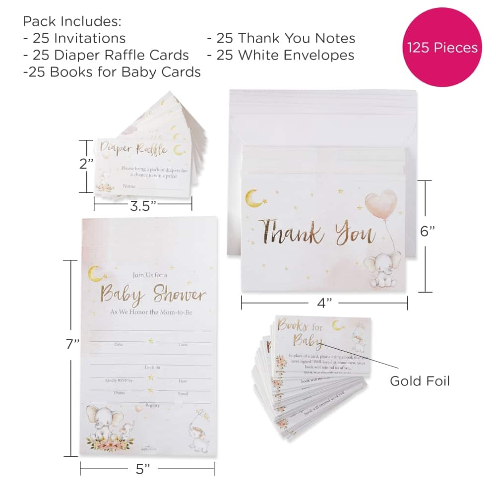 Kate Aspen&#xAE; Pink Elephant Baby Shower Invitation &#x26; Thank You Card Bundle