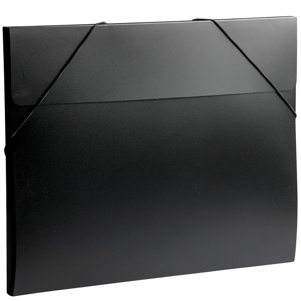 JAM Paper Black 11" x 15" Elastic Closure Plastic Portfolio