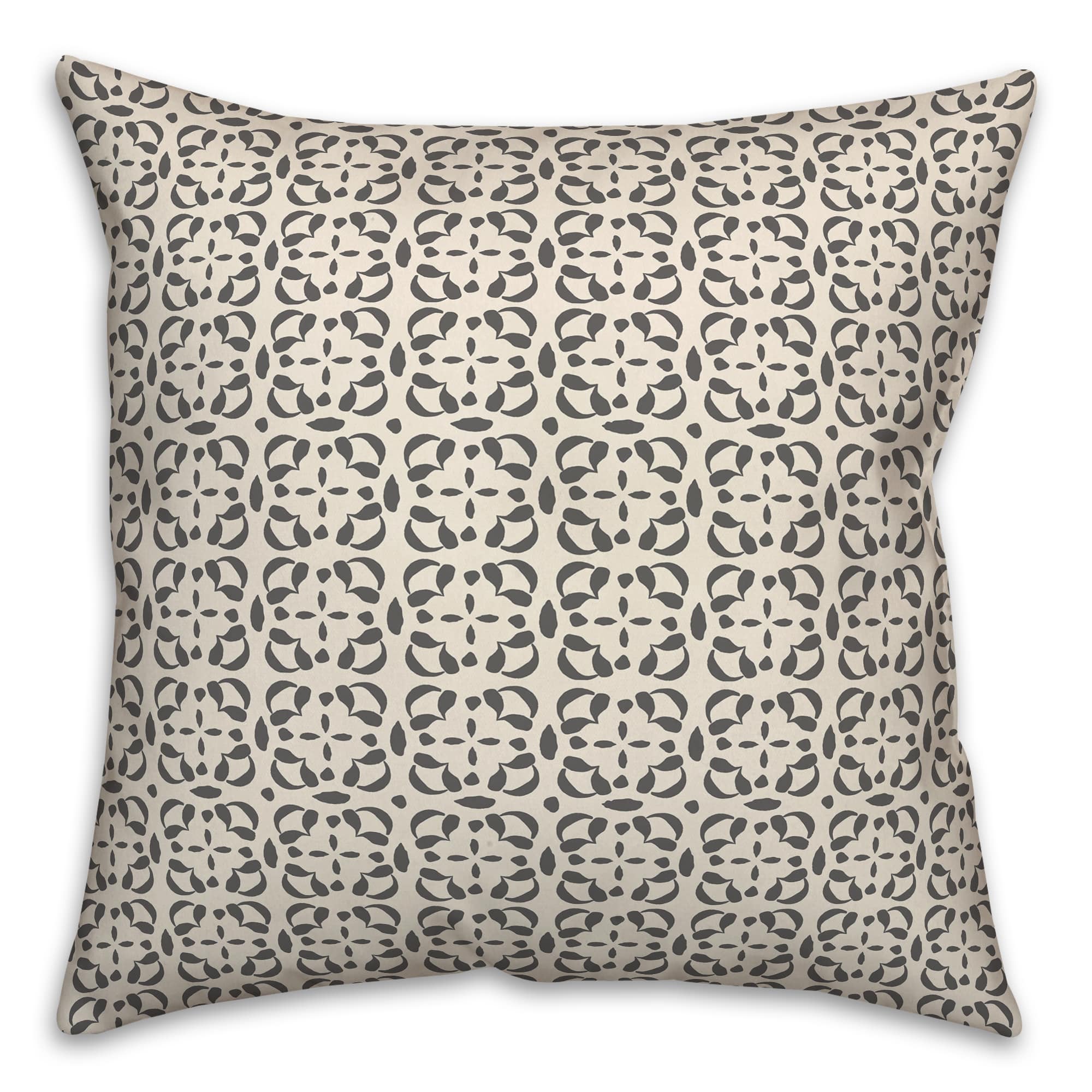 Gray Cream Tile Throw Pillow 18&#x22; x 18&#x22;