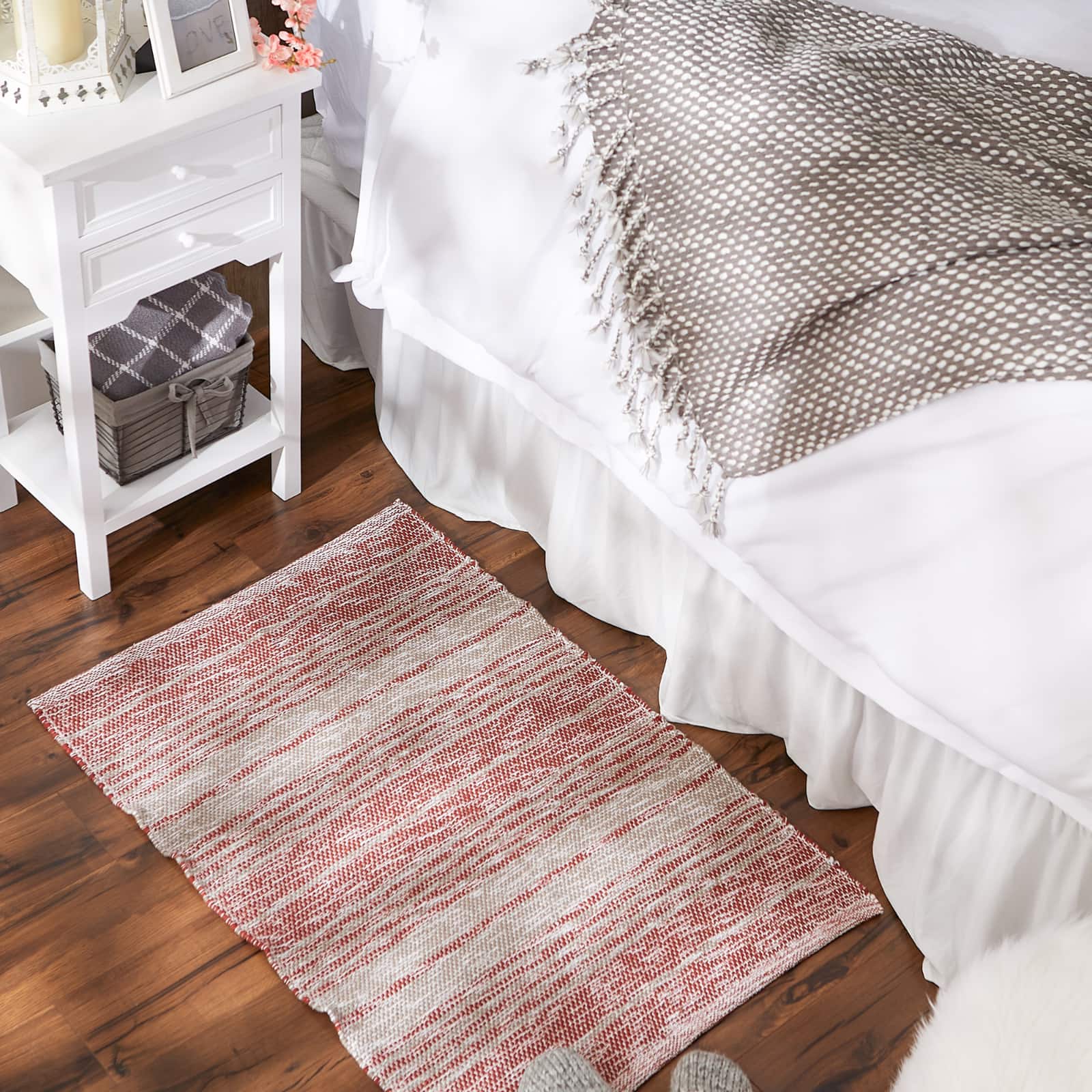 DII® Variegated Stripe Handwoven Recycled Yarn Rug