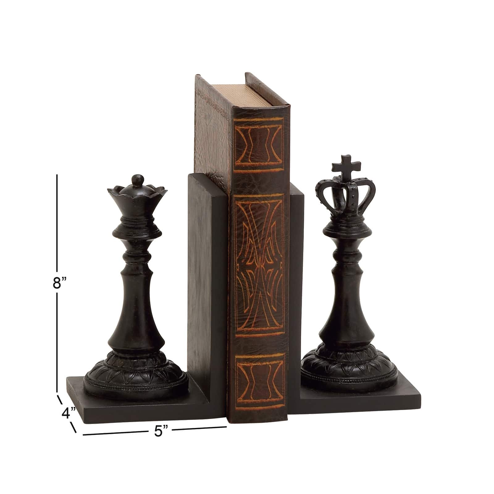 8" Black Chess Bookends, 2ct.