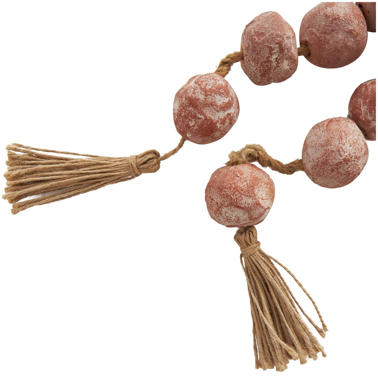 5ft. Paper Mache Round Distressed Beaded Garland with Tassel