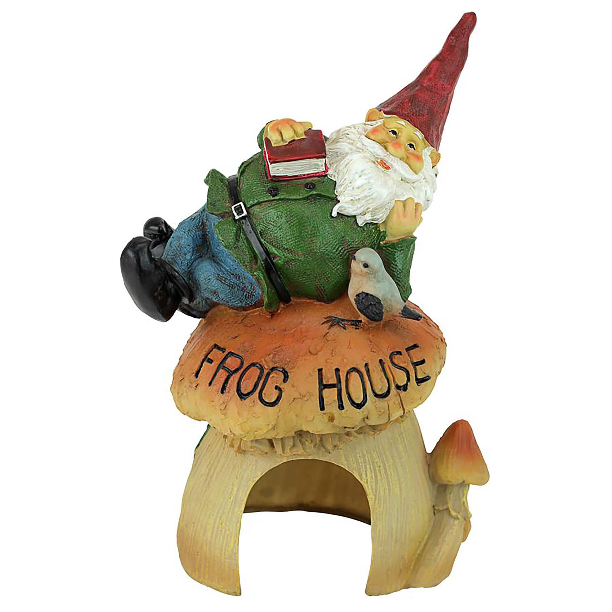 Design Toscano 10&#x22; Gnome Frog House Garden Statue