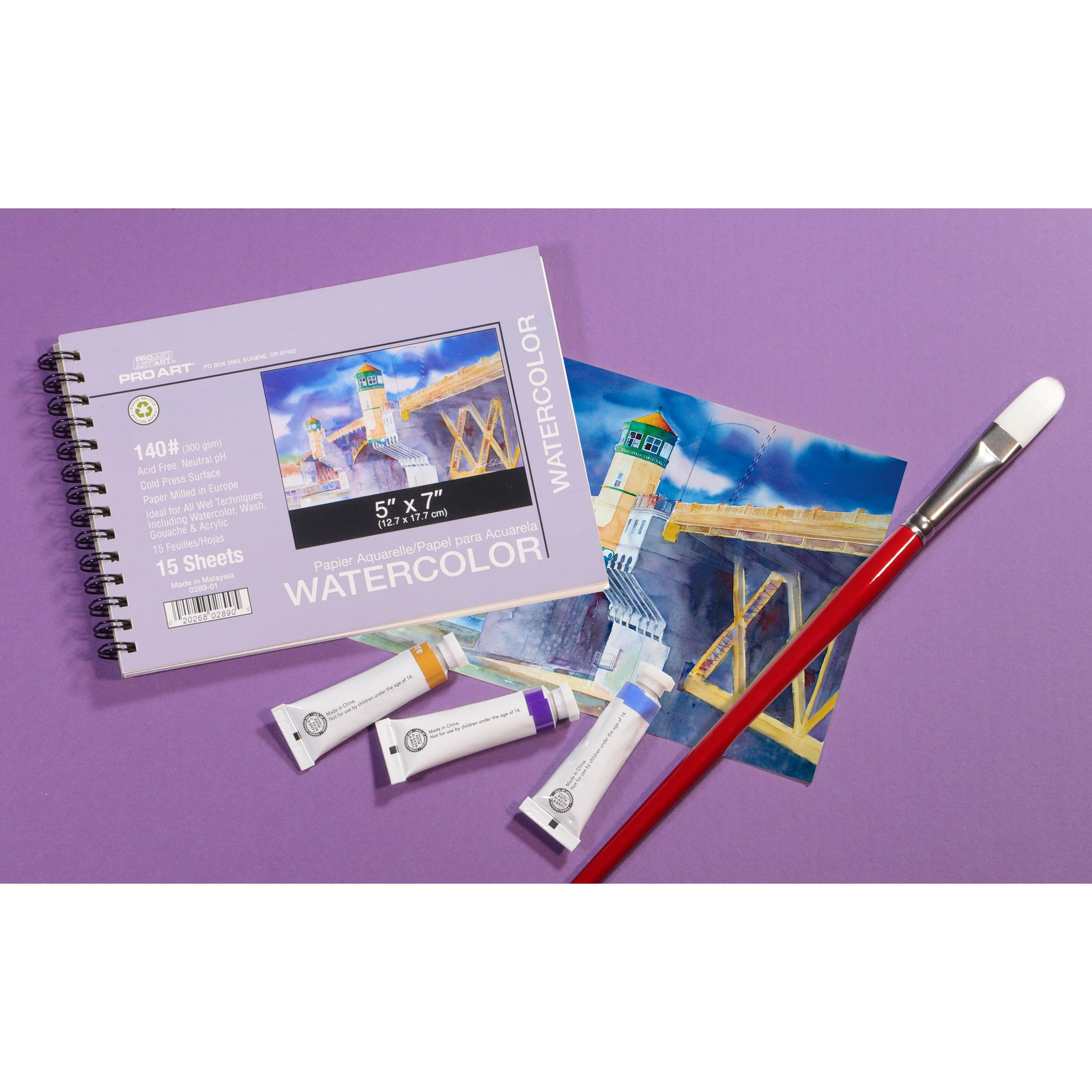 Pro Art&#xAE; 140lb. Wired Watercolor Paper Pad, 5&#x22; x 7&#x22;