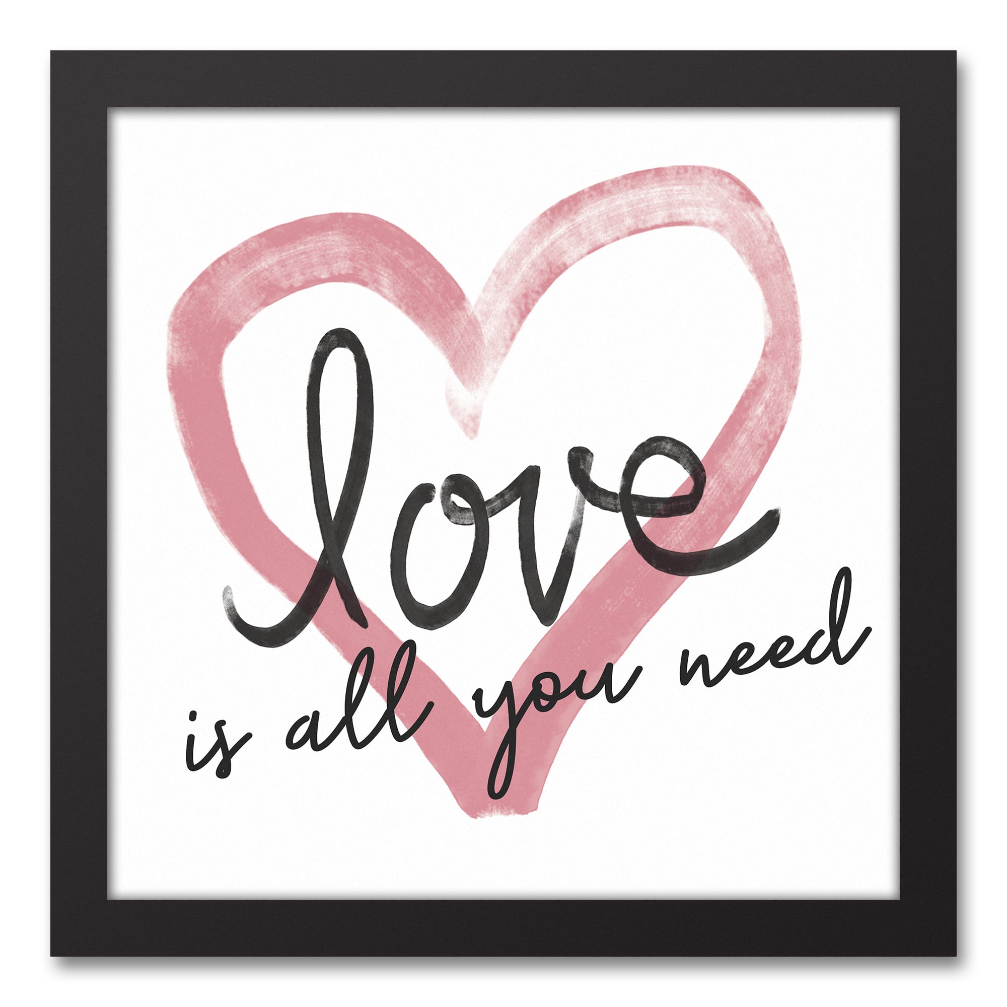 Love is all You Need Heart 13.73&#x22; x 13.73&#x22; Black Framed Canvas