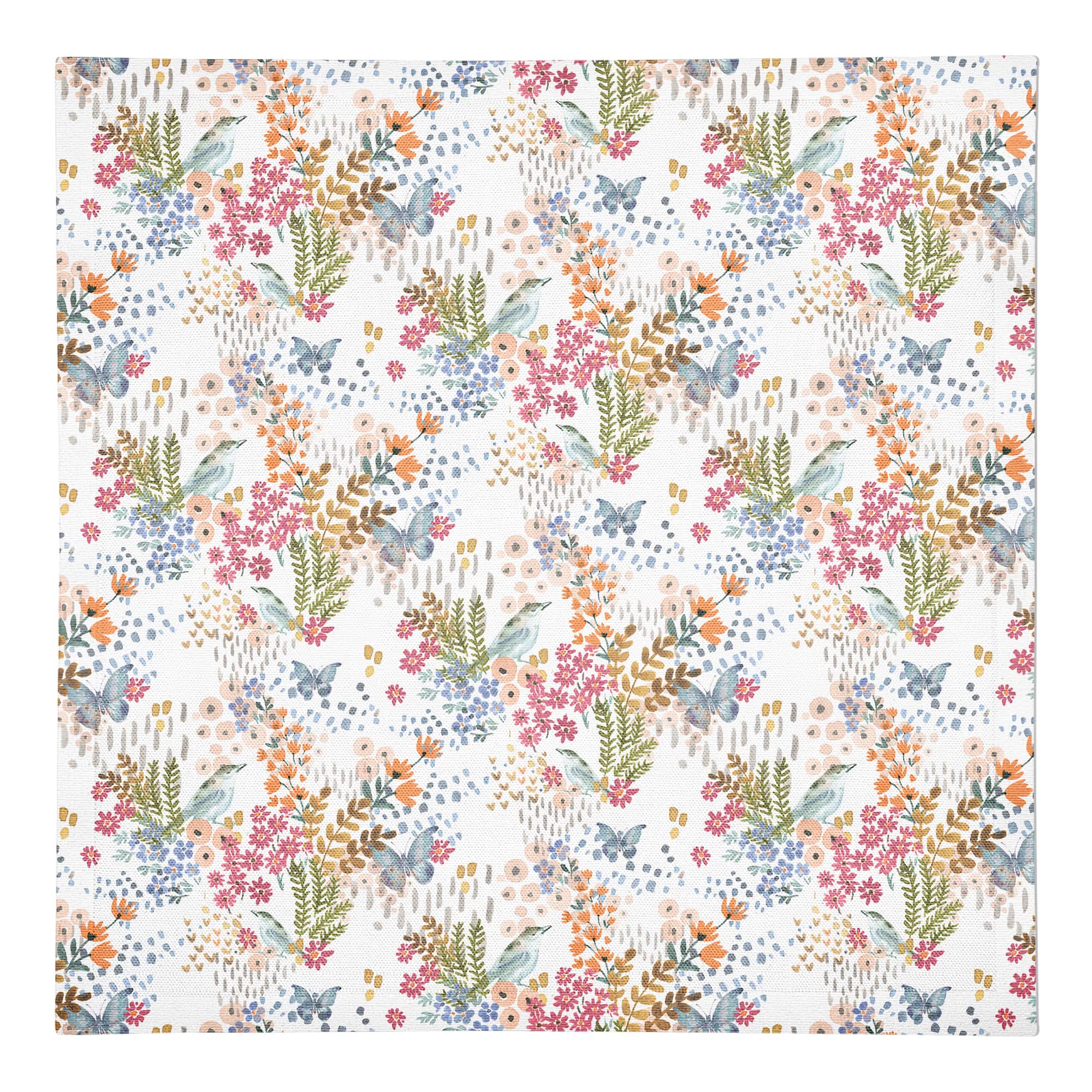 Butterfly Bird Floral Cotton Twill Napkin