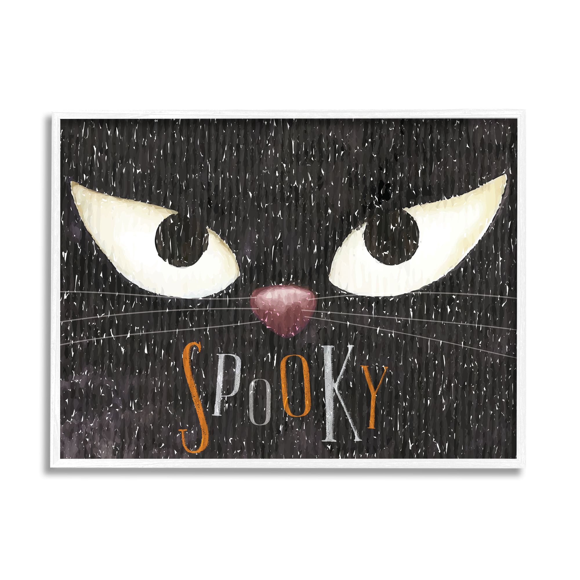 Stupell Industries Spooky Halloween Black Cat Eyes Framed Giclée