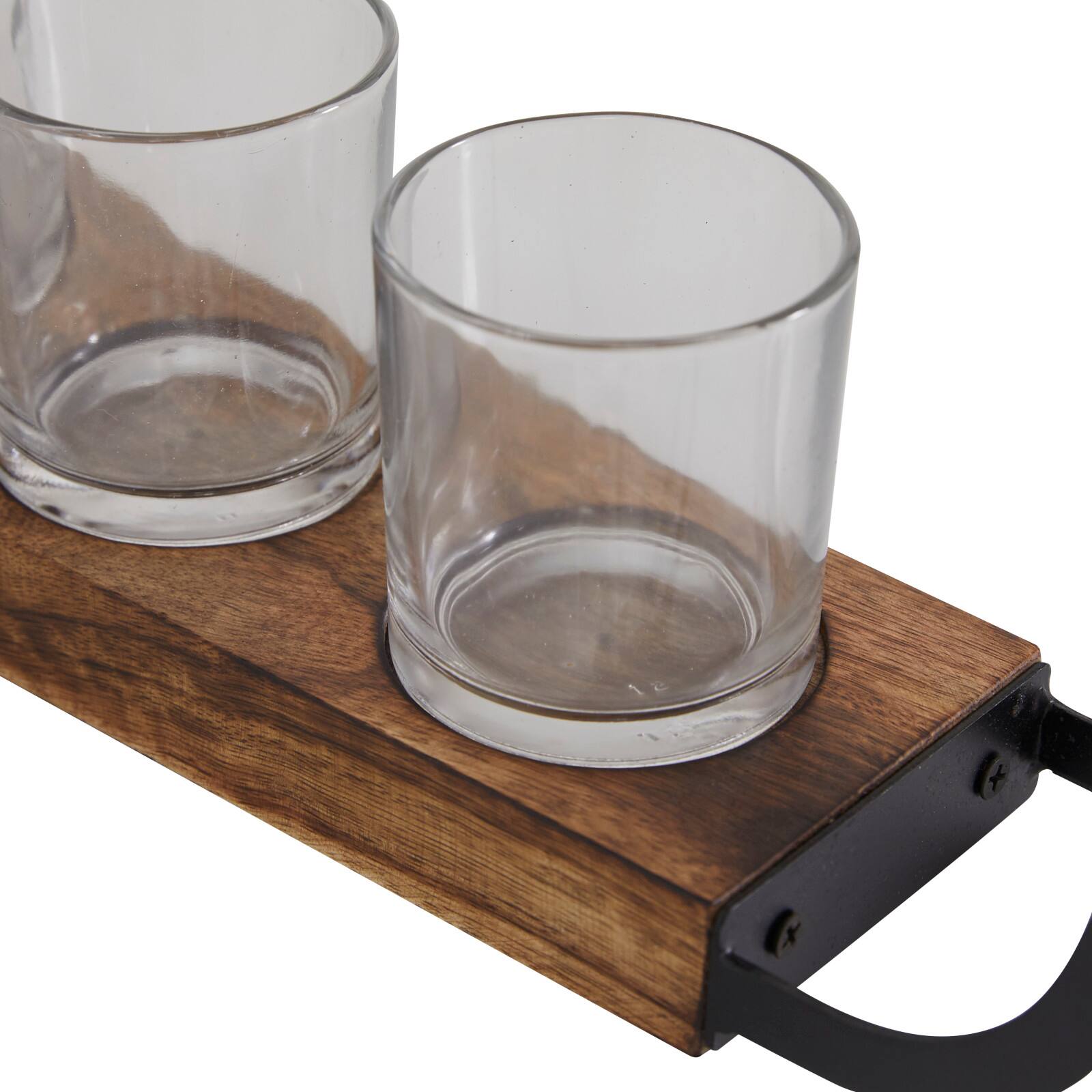 Set of 2 Brown Mango Wood Traditional Candle Holder, 17.5&#x22;, 24&#x22;