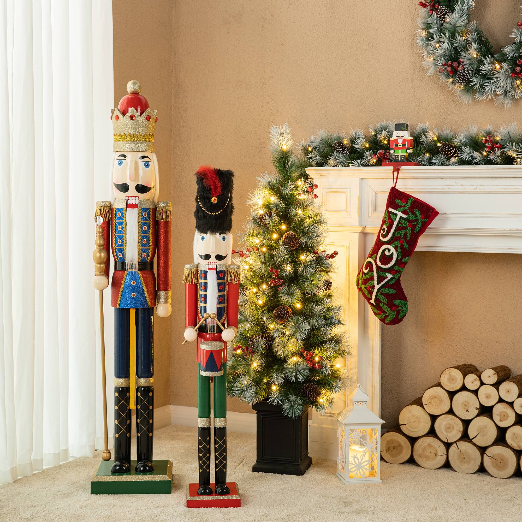 Glitzhome® 54" Wooden Christmas Glitter King Nutcracker