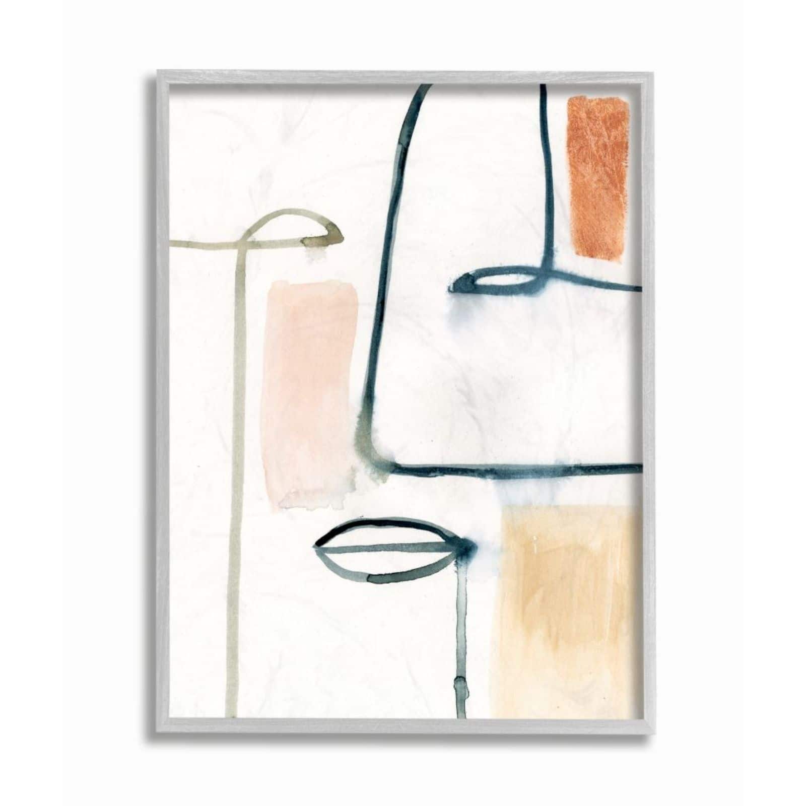 Stupell Industries Abstract Color Block Face Print with Gray Frame Wall Accent