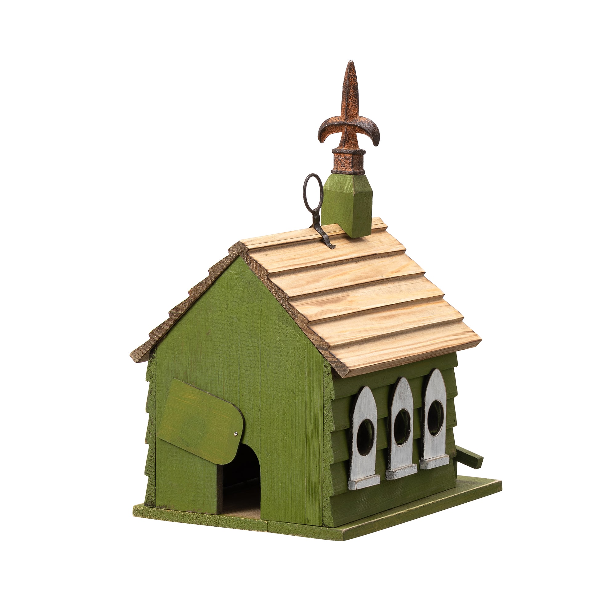 Glitzhome&#xAE; 11&#x22; Oversized Distressed Wood Church Birdhouse