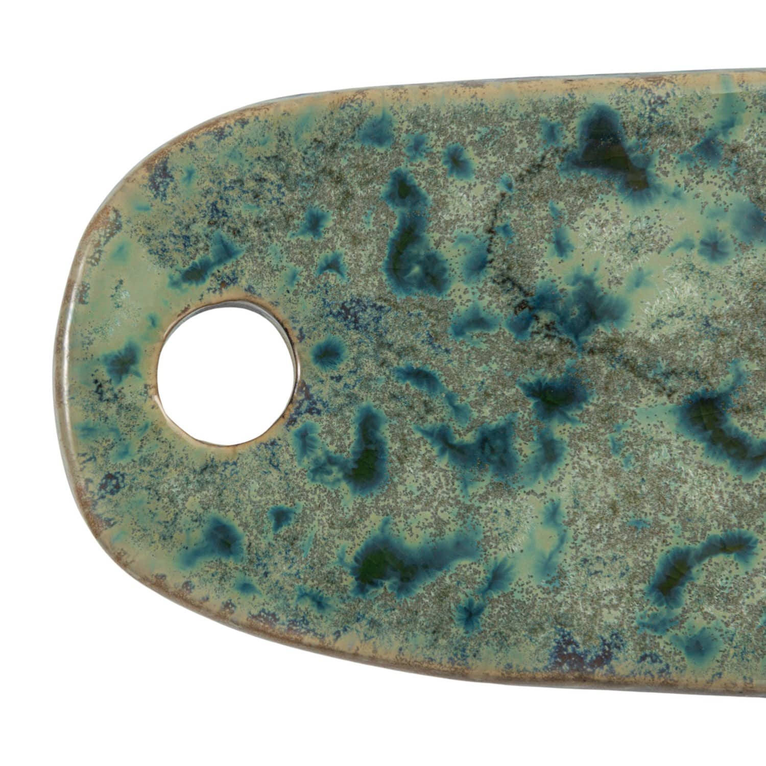 Hello Honey® 13.75" Green Matte Stoneware Cheese Board with Leather Tie