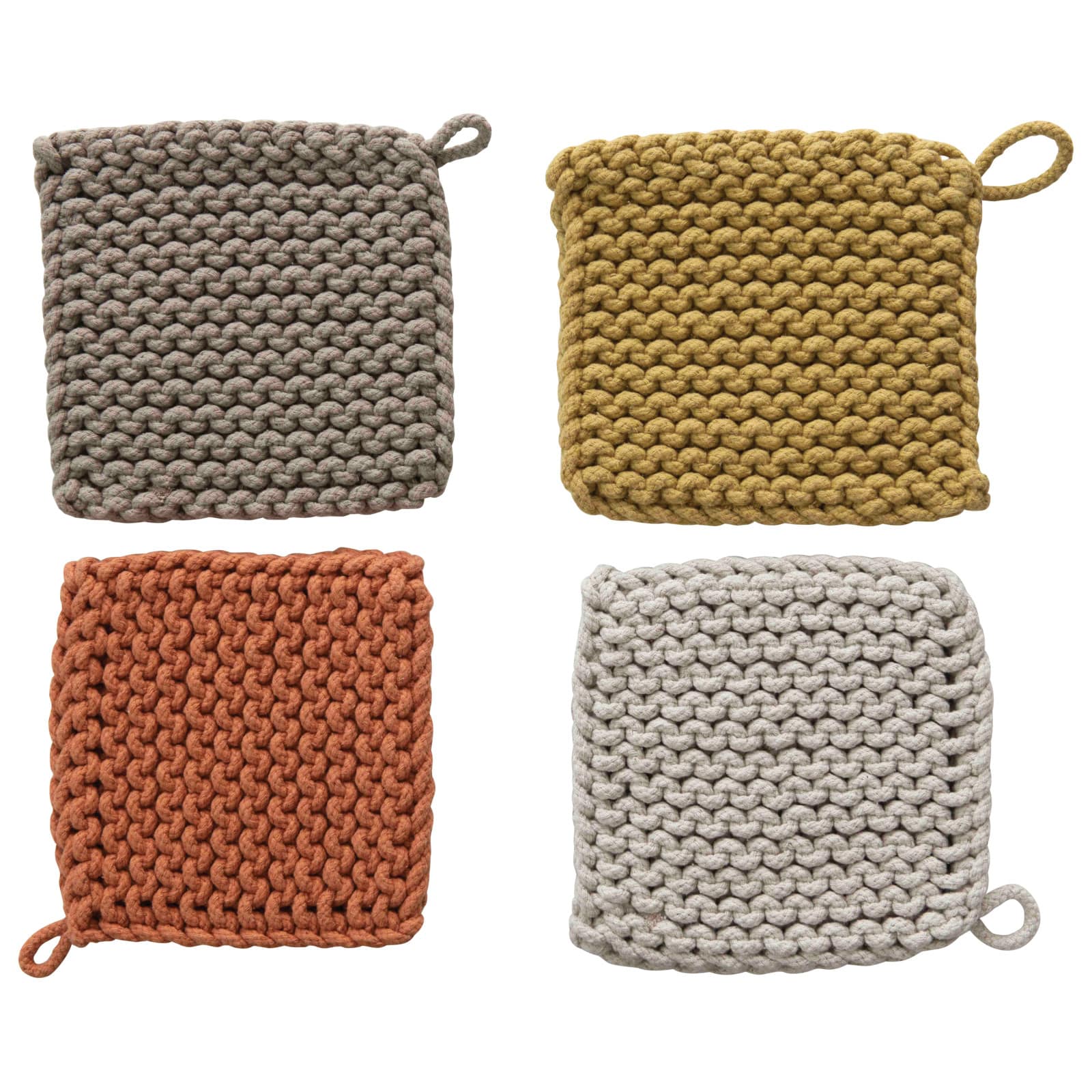 Square Cotton Crocheted Potholder Set
