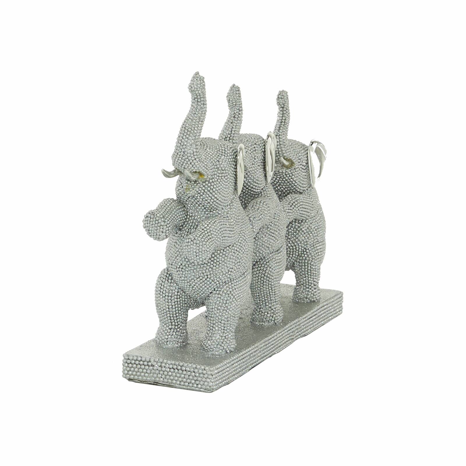 11&#x22; Silver Glam Elephants Sculpture