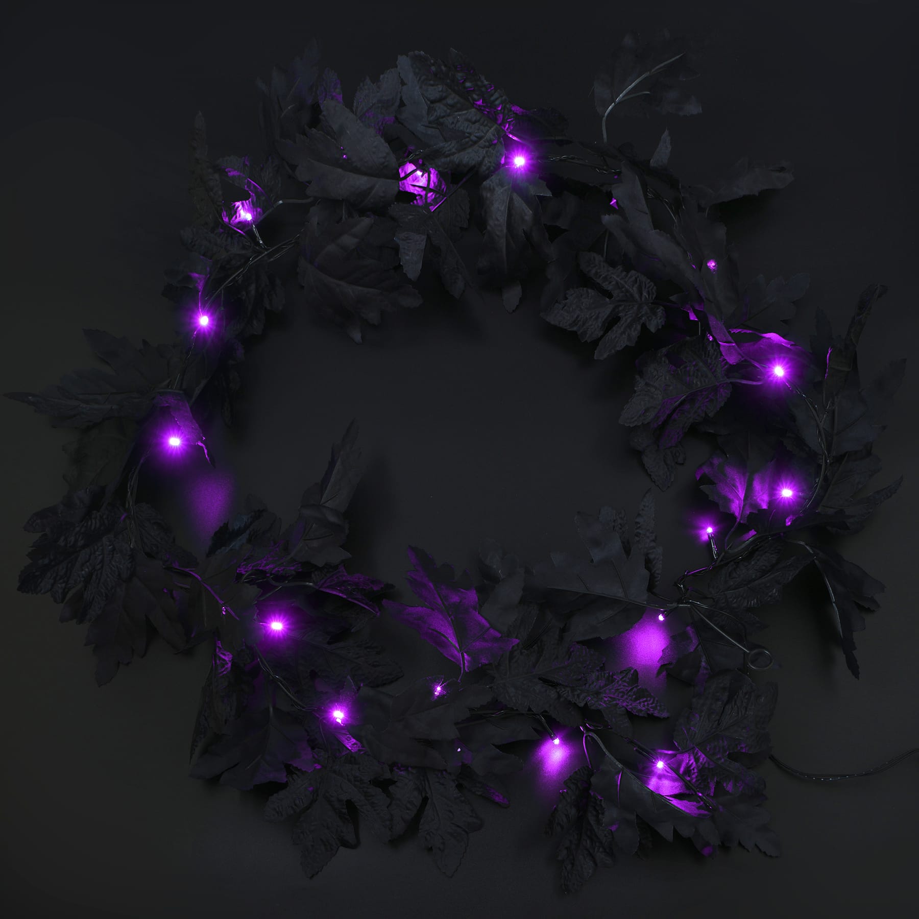 20ct. Purple LED Black Leaf Garland String Lights by Ashland&#xAE;