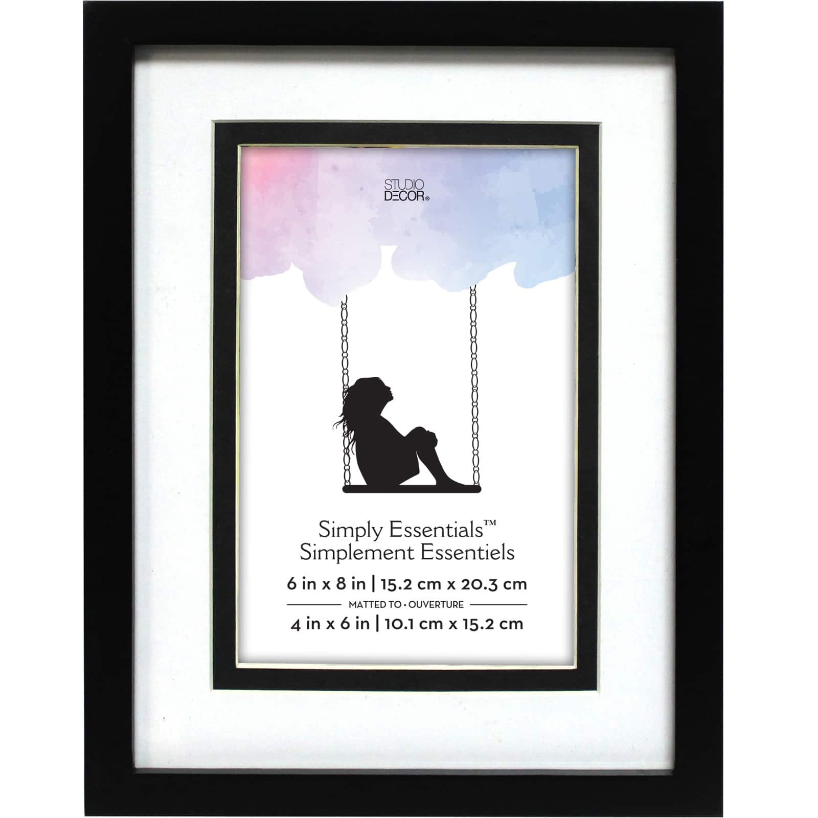 Simply Essentials™ Black Linear Frame with Double Mat by Studio Décor®