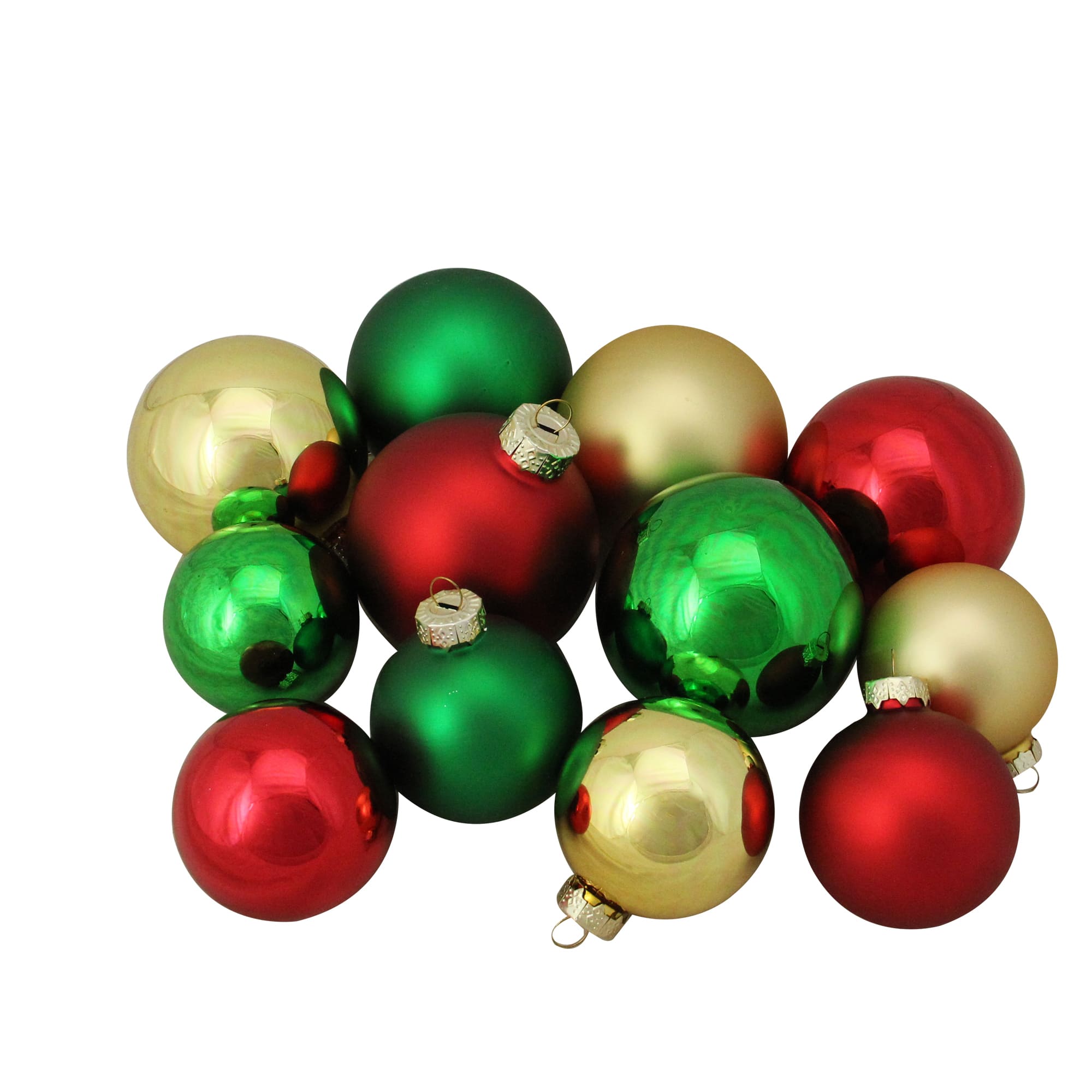 96ct. 2-Finish Red, Green & Gold Glass Ball Ornaments | Christmas ...