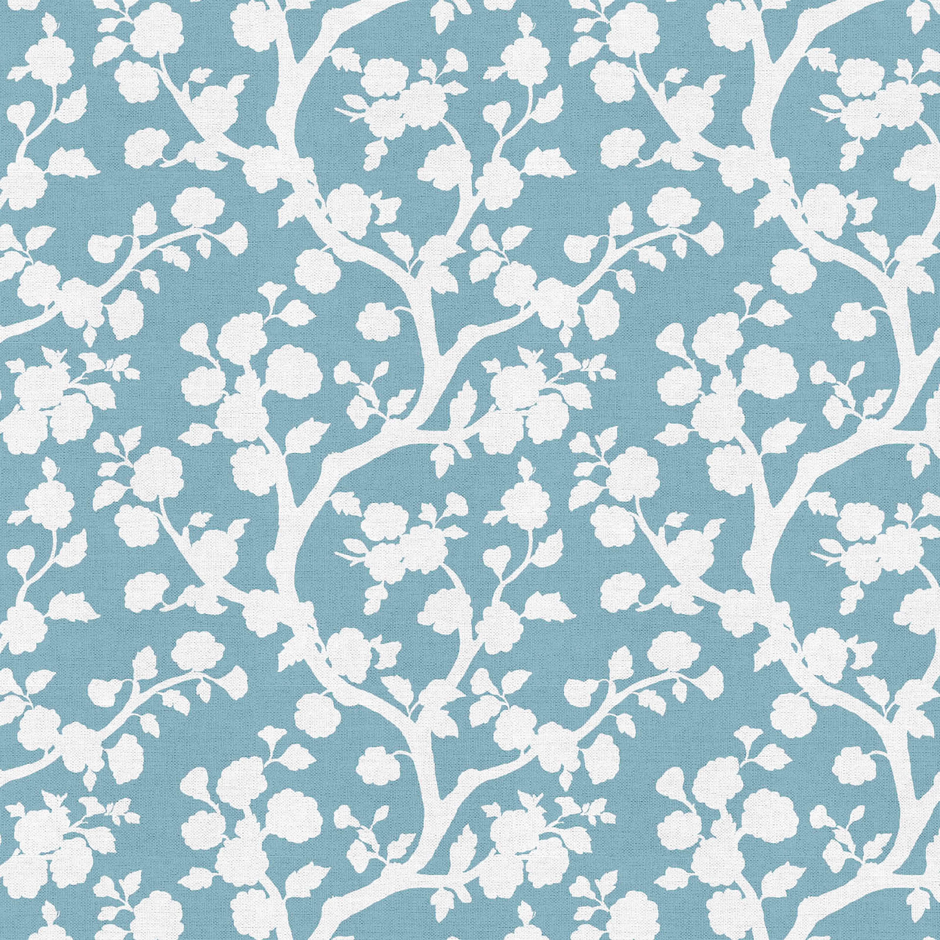 Madcap Cottage Prints Charming Blue Cherry Blossom Cotton Fabric