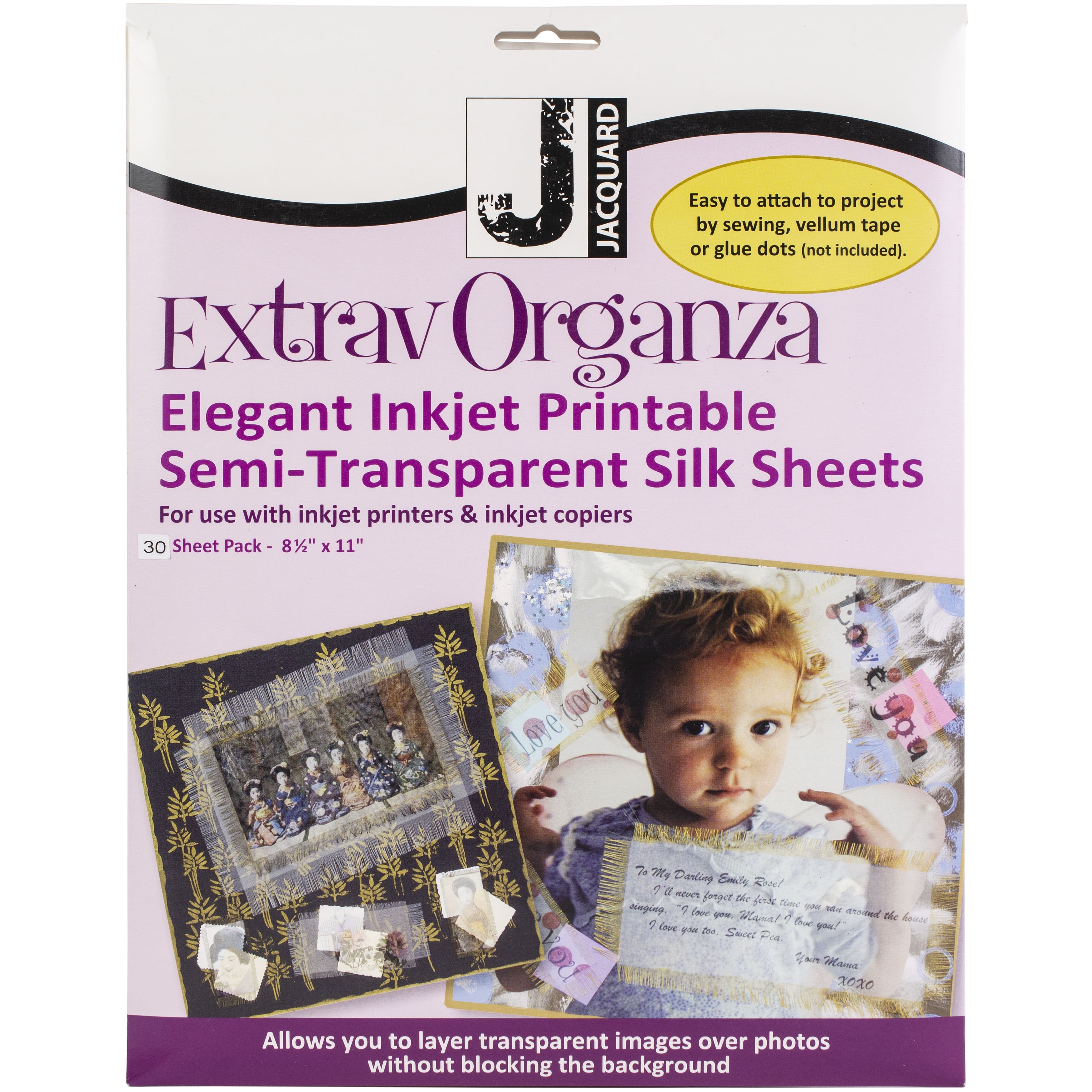 ExtravOrganza Silk Ink Jet Fabric Sheets, 8.5&#x22; x 11&#x22;