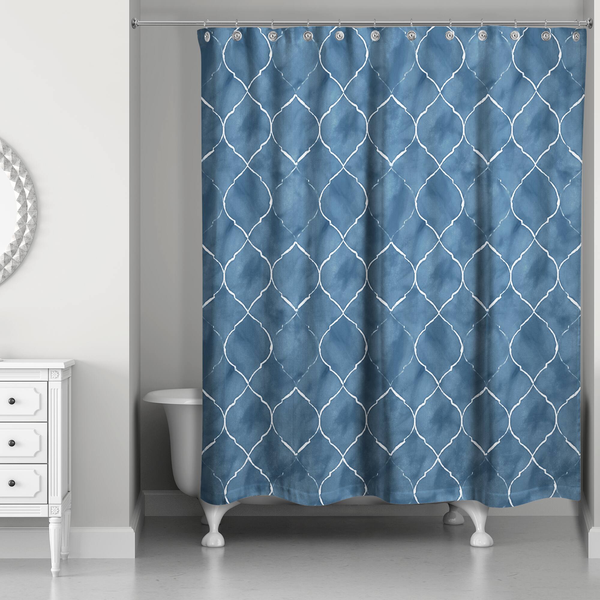 Blue Ogee Pattern 71" x 74" Shower Curtain