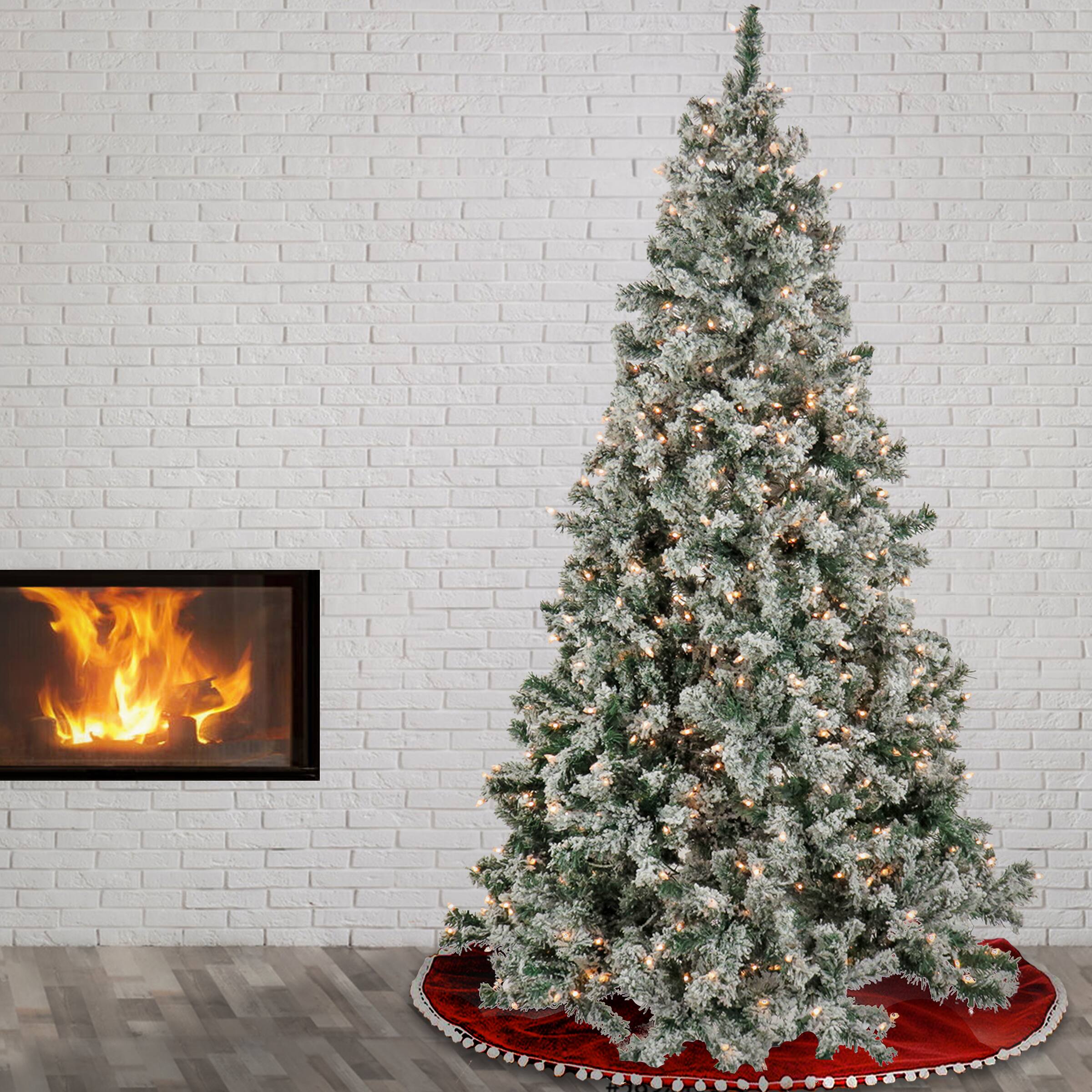 6.5ft. Pre-Lit Snowy Crestview Artificial Christmas Tree, Clear Lights