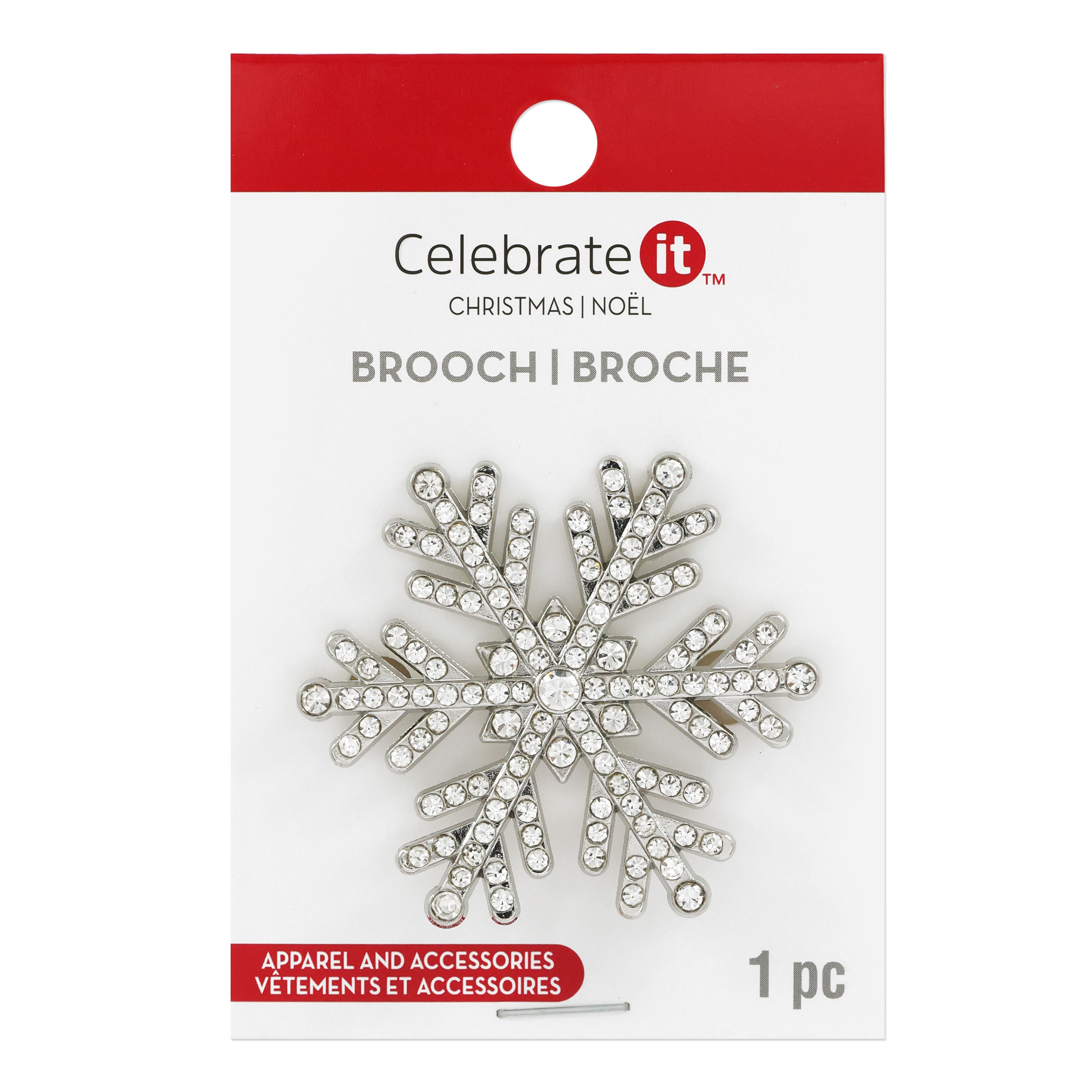 Silver Gem Snowflake Brooch by Celebrate It™
