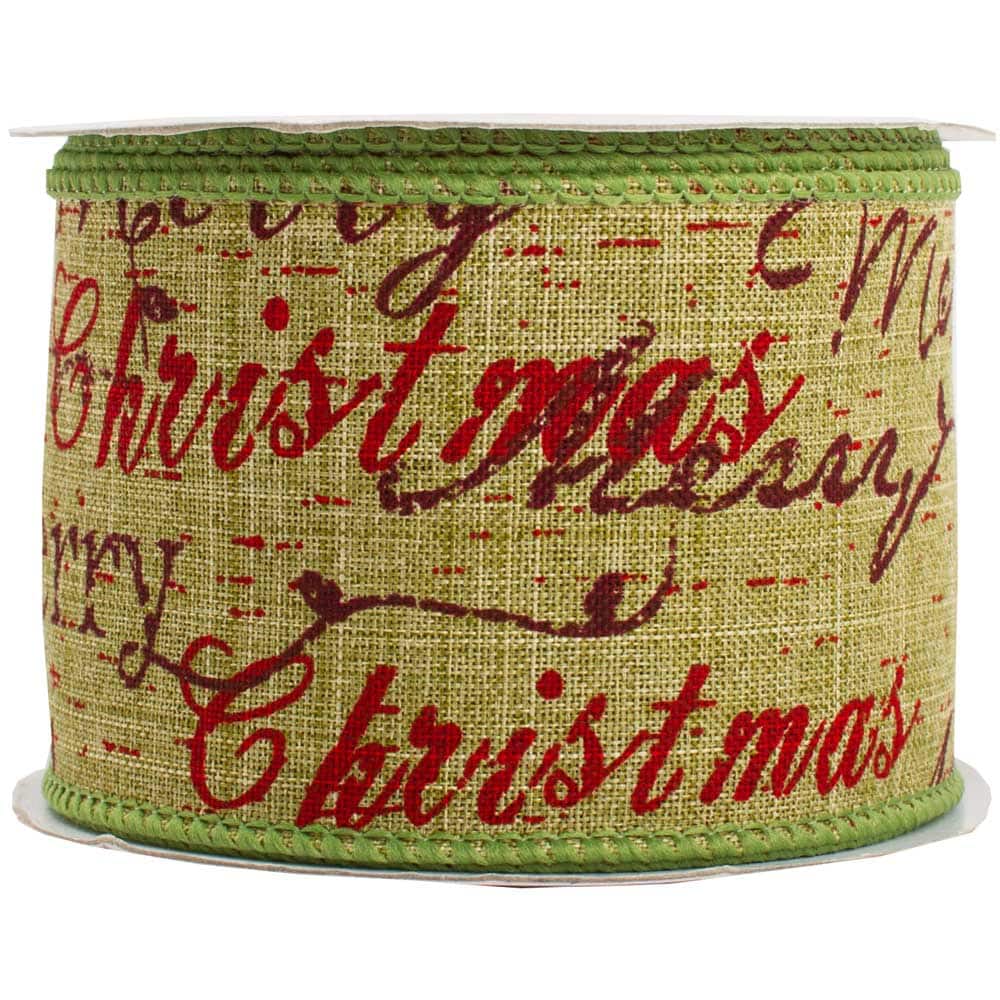 JAM Paper 2.5" Burlap Wired Merry Christmas Ribbon Michaels