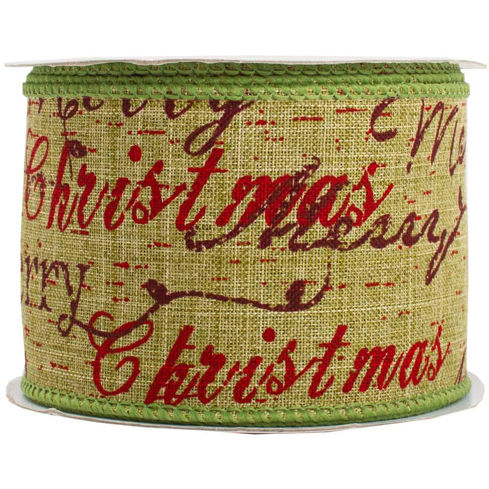 JAM Paper 2.5" Burlap Wired Merry Christmas Ribbon  Michaels