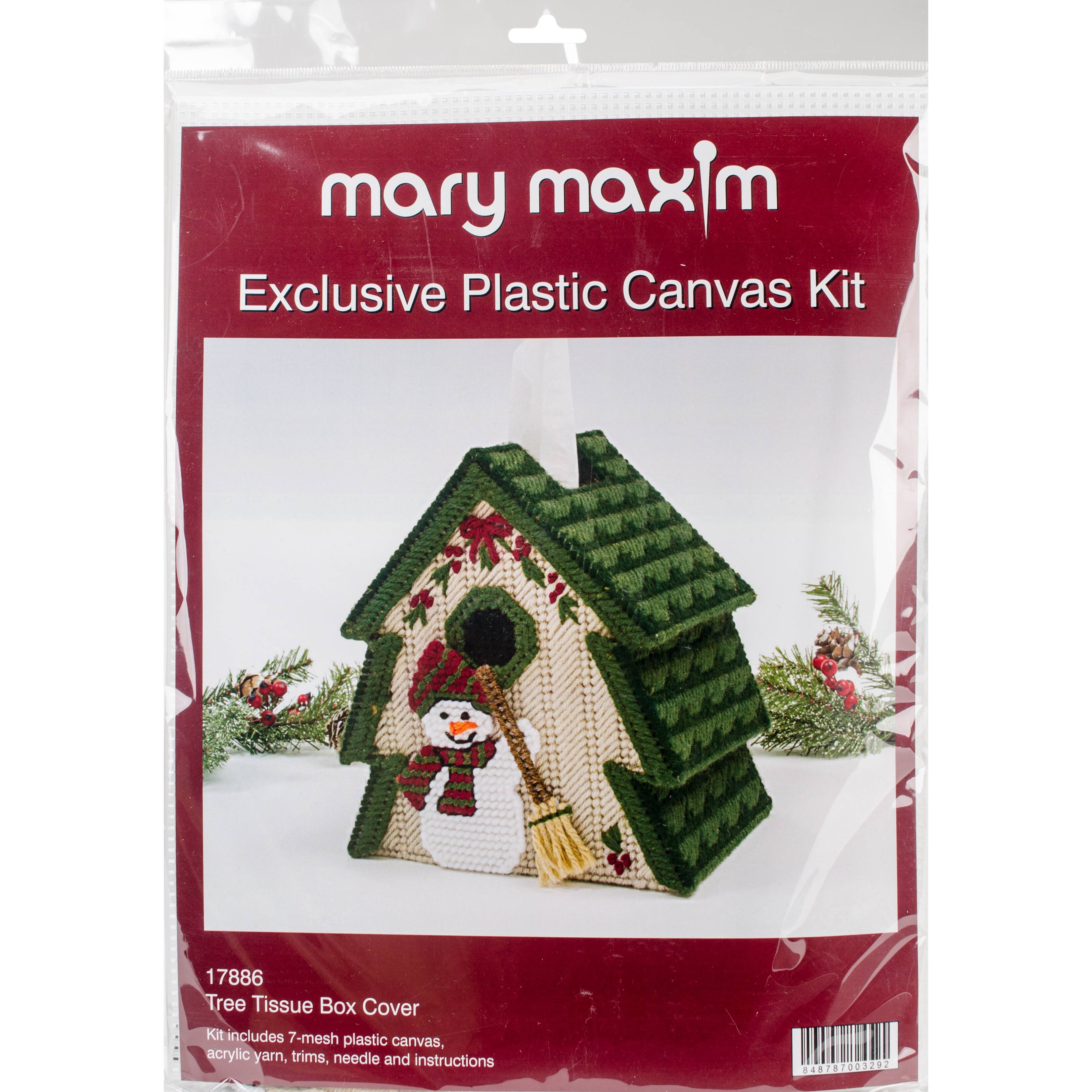 Mary Maxim 5&#x27;&#x27; Tree Plastic Canvas Tissue Box Kit, 7ct.
