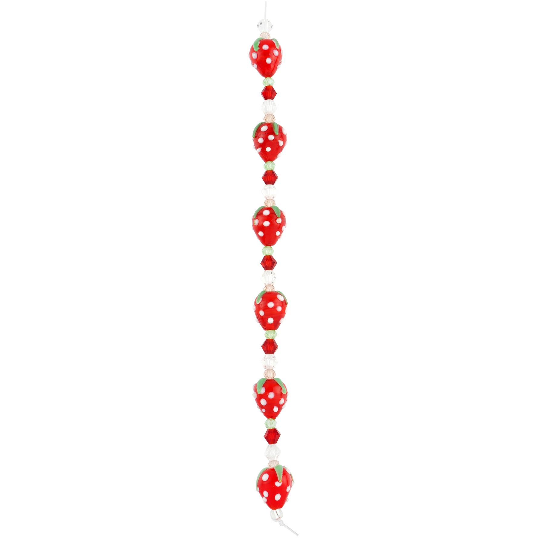 12 Pack: Red Lampwork Glass Strawberry Beads by Bead Landing™