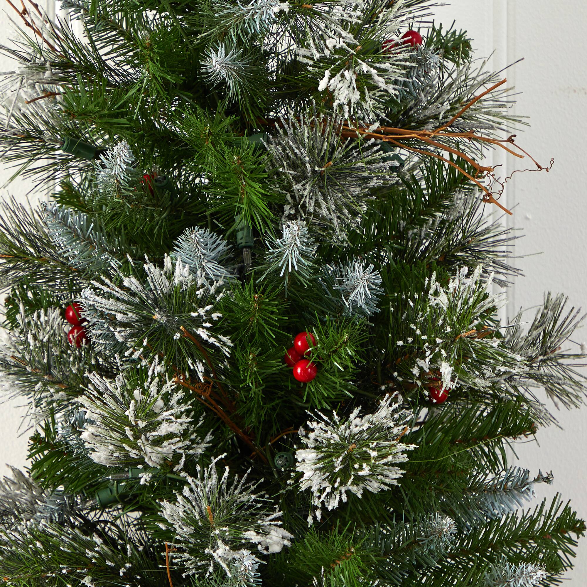 3ft. Pre-Lit Artificial Christmas Tree with Berries, Clear Lights