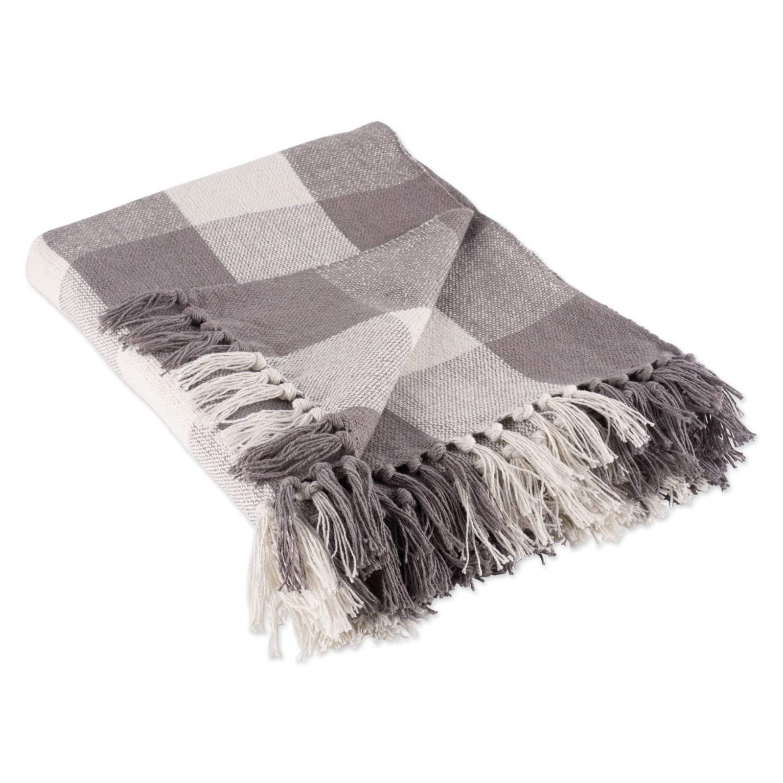 DII&#xAE; Gray &#x26; White Buffalo Check Throw