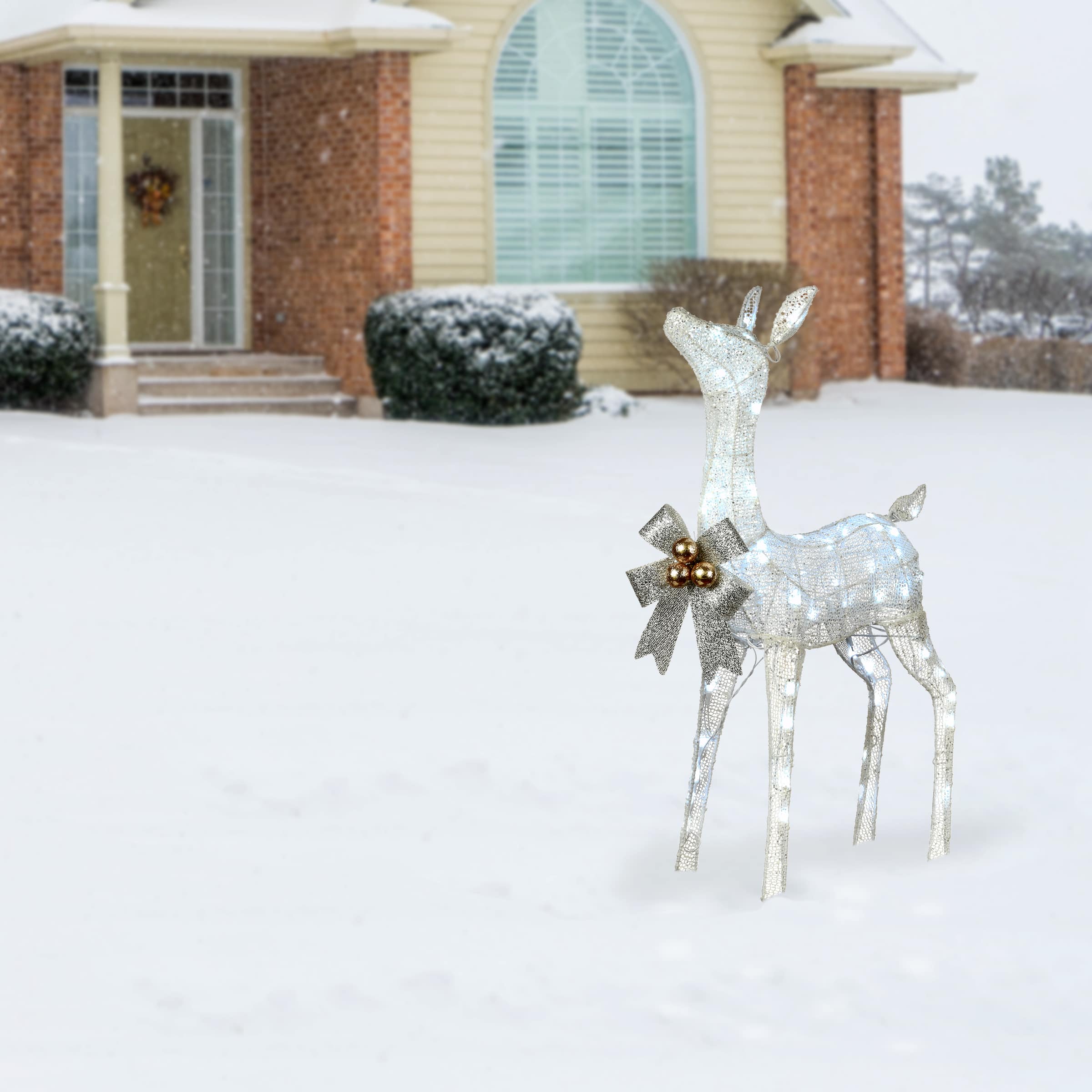 36&#x22; Pre-Lit Glittered Fawn