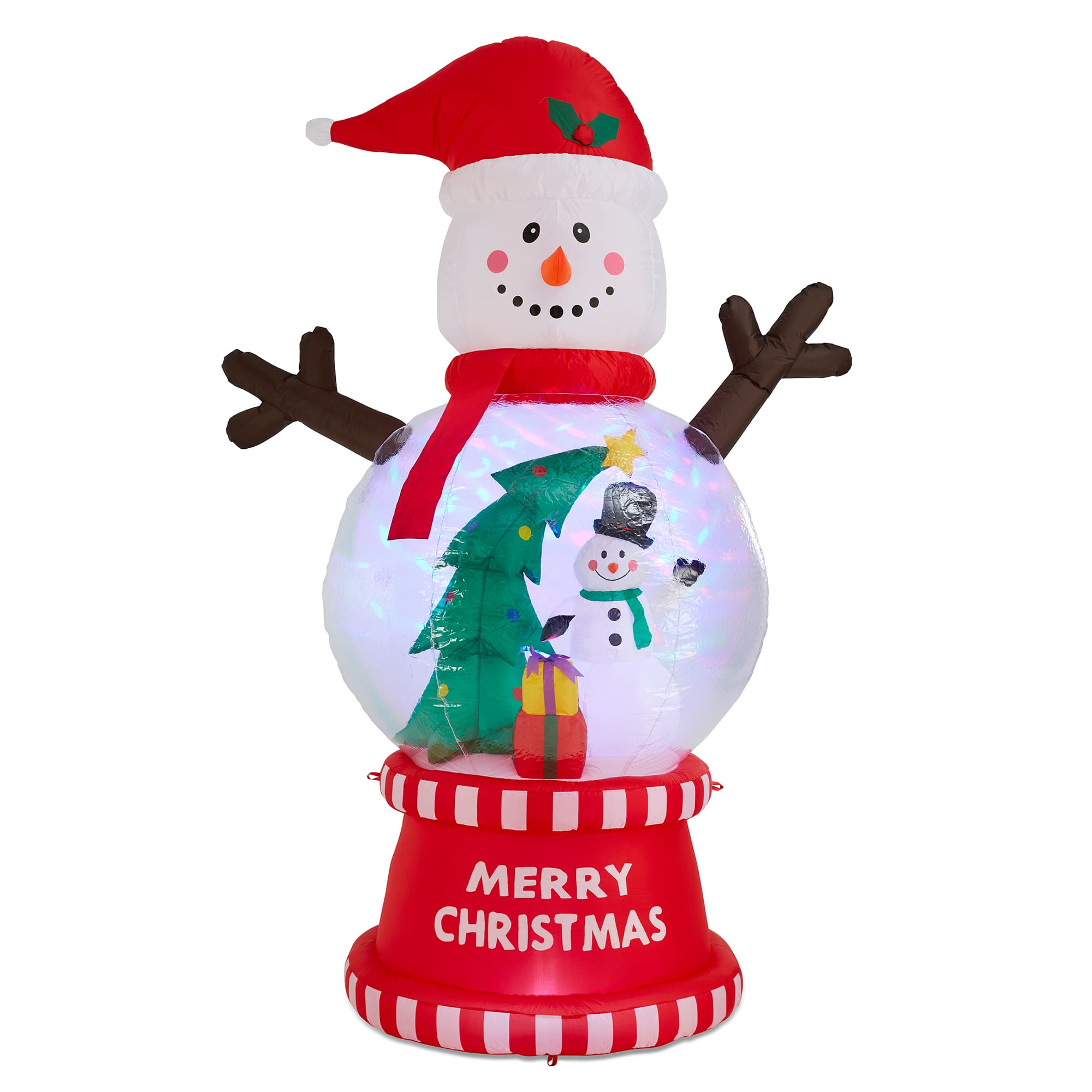 Glitzhome&#xAE; 8FT Lighted Inflatable Snowman Globe Scene Decor