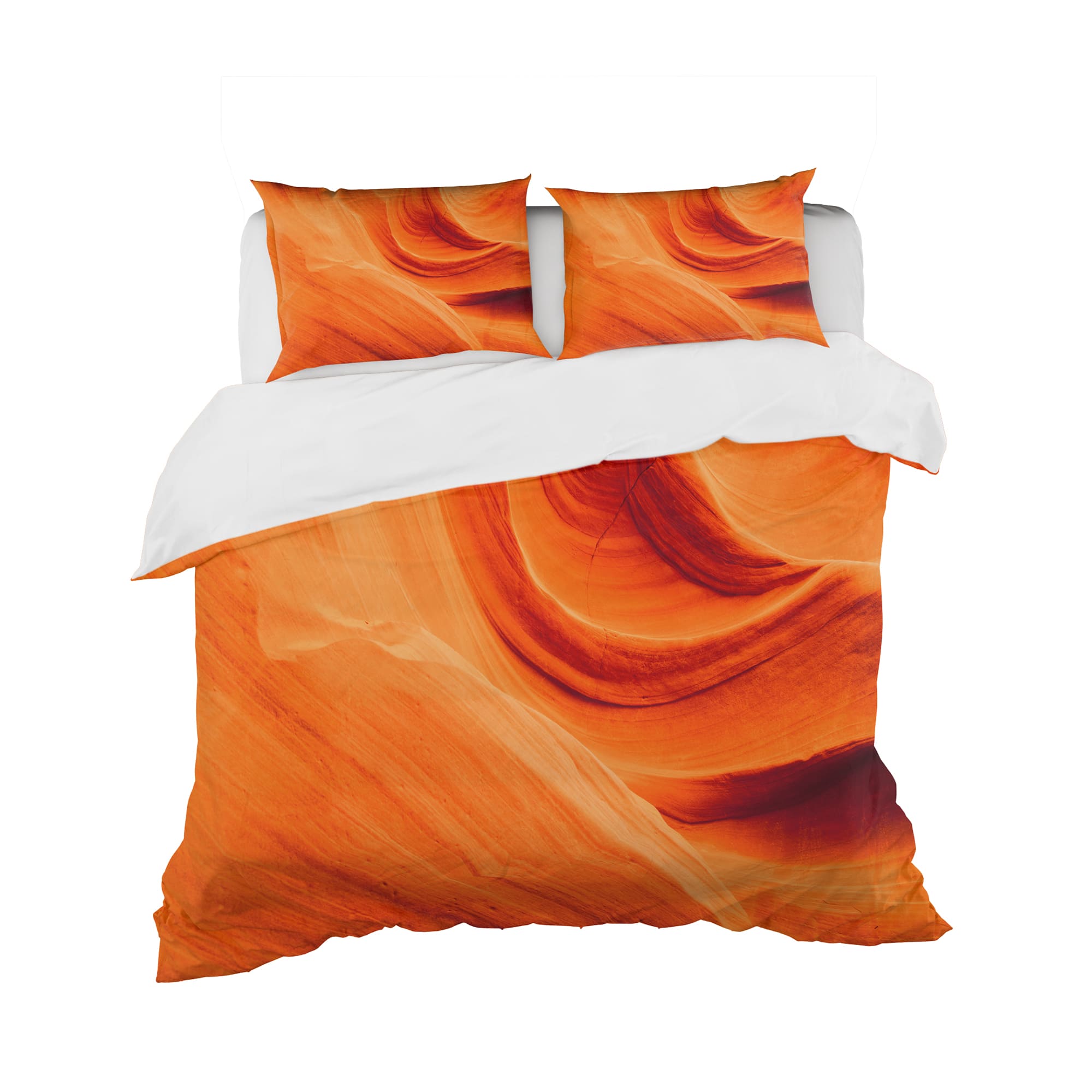 Designart &#x27;Orange Upper Antelope Canyon&#x27; Landscape Bedding Set - Duvet Cover &#x26; Shams