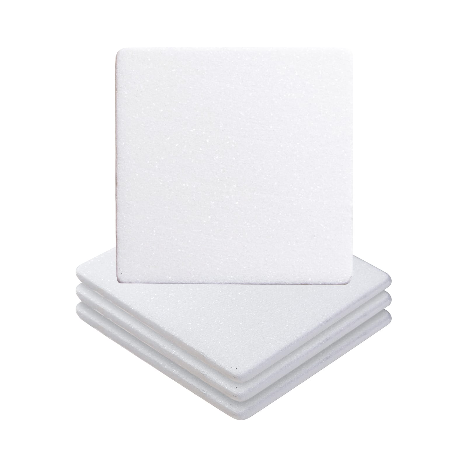 Craft Express White Coaster Marble With Cork Backing Square 3.93&#x22; x 3.93&#x22;, 4ct.